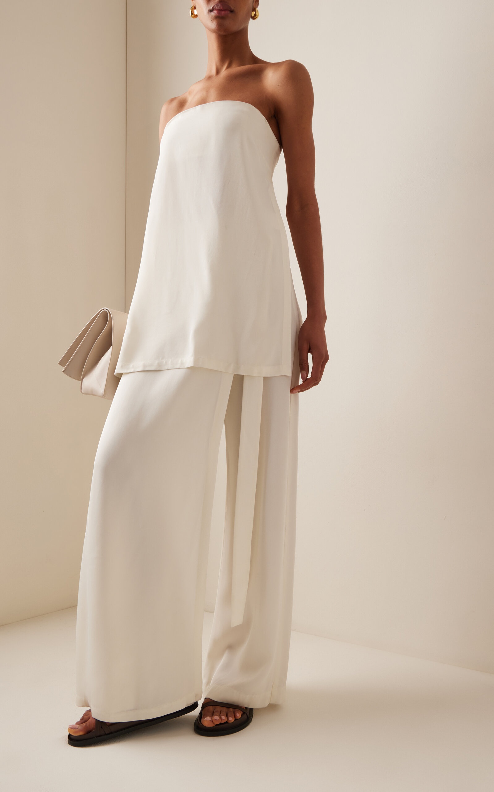 Wrapped Twill Wide-Leg Pants off-white - 2