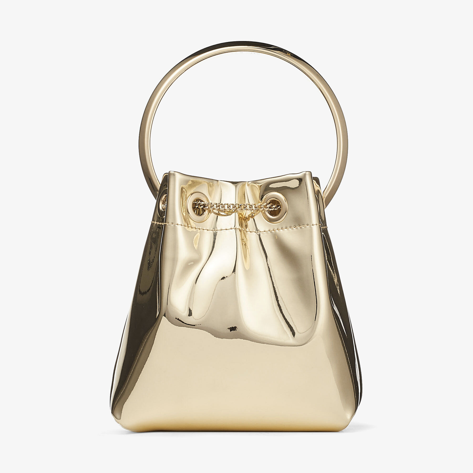 Bon Bon
Gold Mirror Fabric Mini Bag with Metal Handle - 7