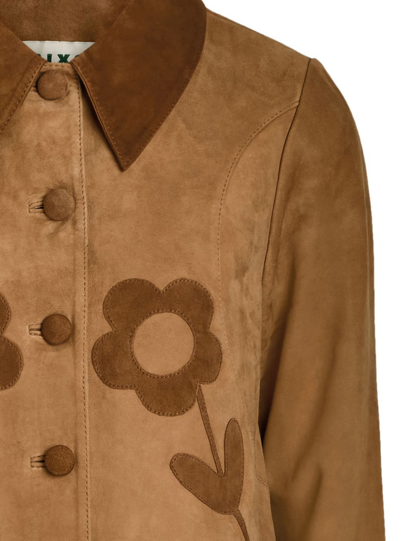 RIXO flower-appliqué suede jacket outlook
