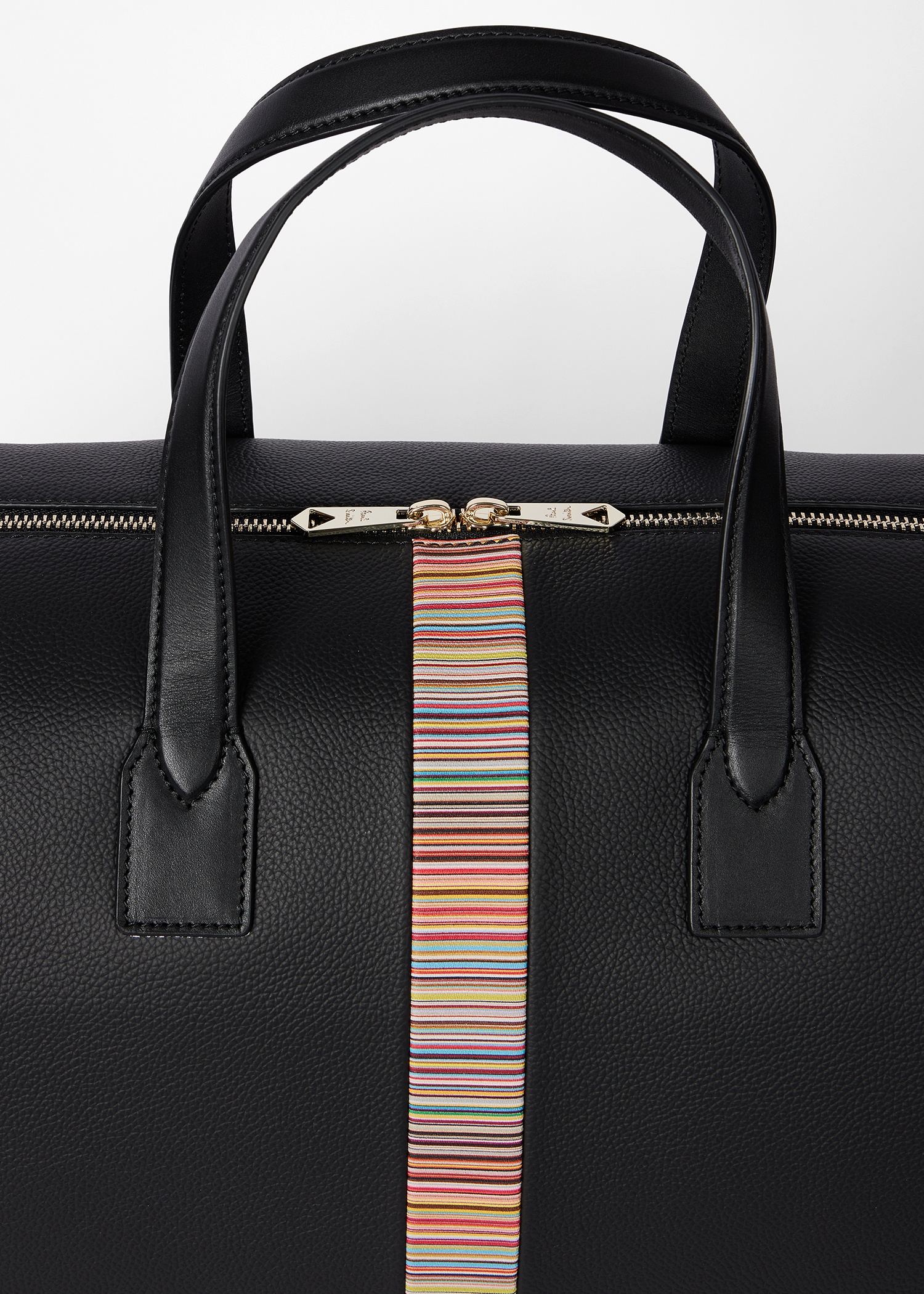 Black Leather 'Signature Stripe' Trim Holdall - 3
