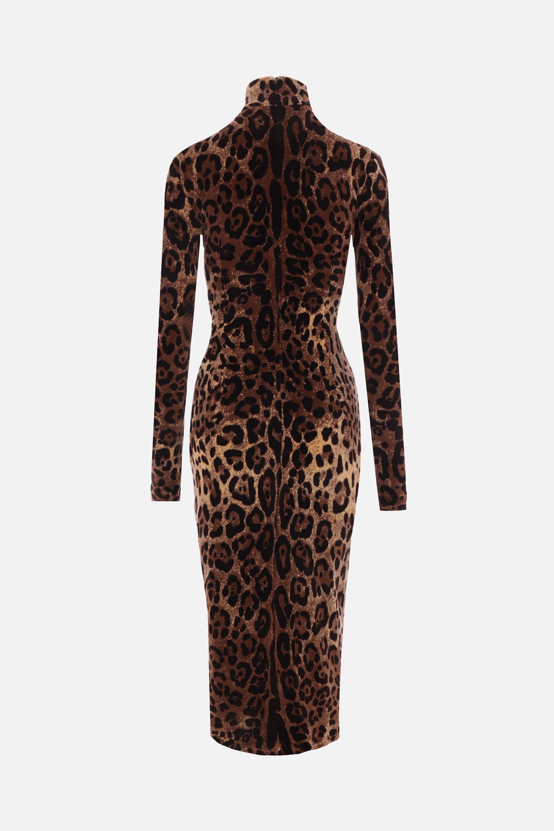 LEOPARD PRINTED JACQUARD CHENILLE LONG DRESS - 2