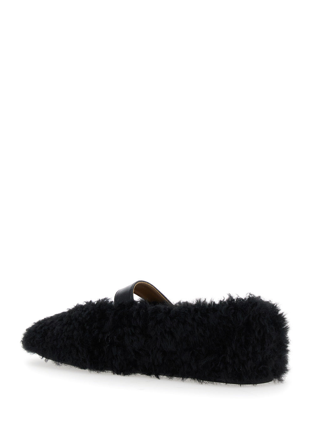 Ferragamo Women Black Ballerinas With Shearling Design And Buckle In Leather Woman - 3