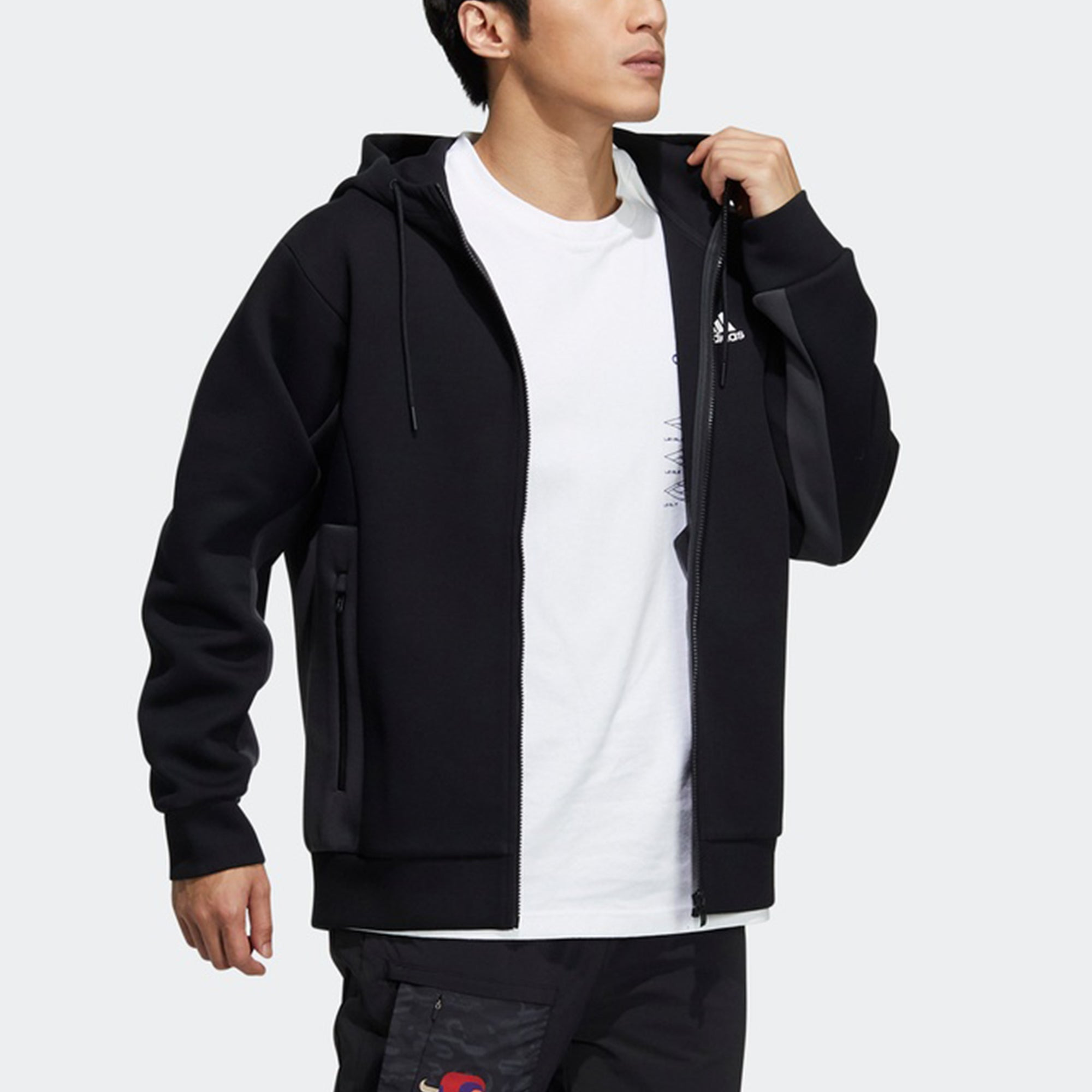 adidas St Kn Spcr Jkt Contrasting Colors Pocket Knit Sports hooded Logo Jacket Black H39239 - 5