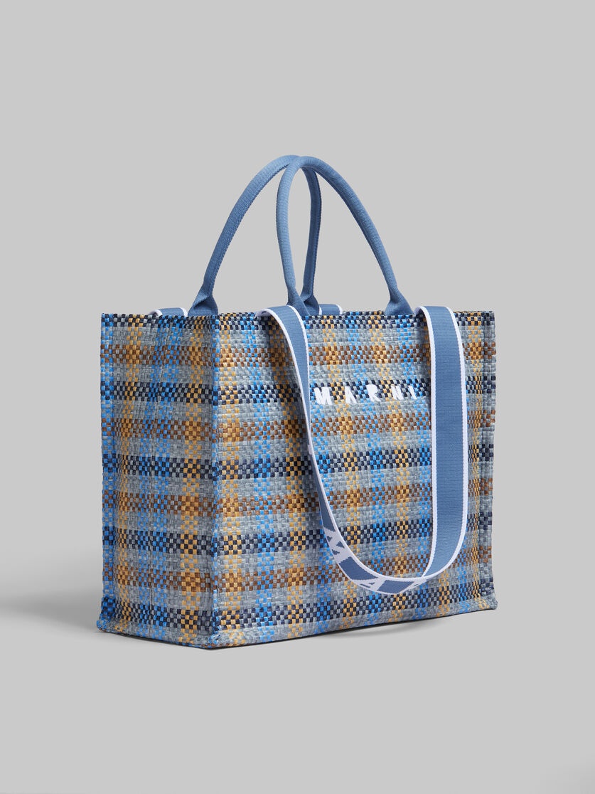 BLUE CHECKED SMALL BASKET BAG - 6
