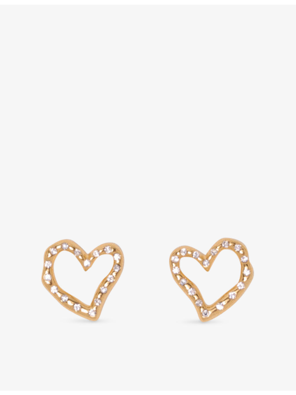 Heart Rhinestone-Embellished Brass Stud Earrings - 5