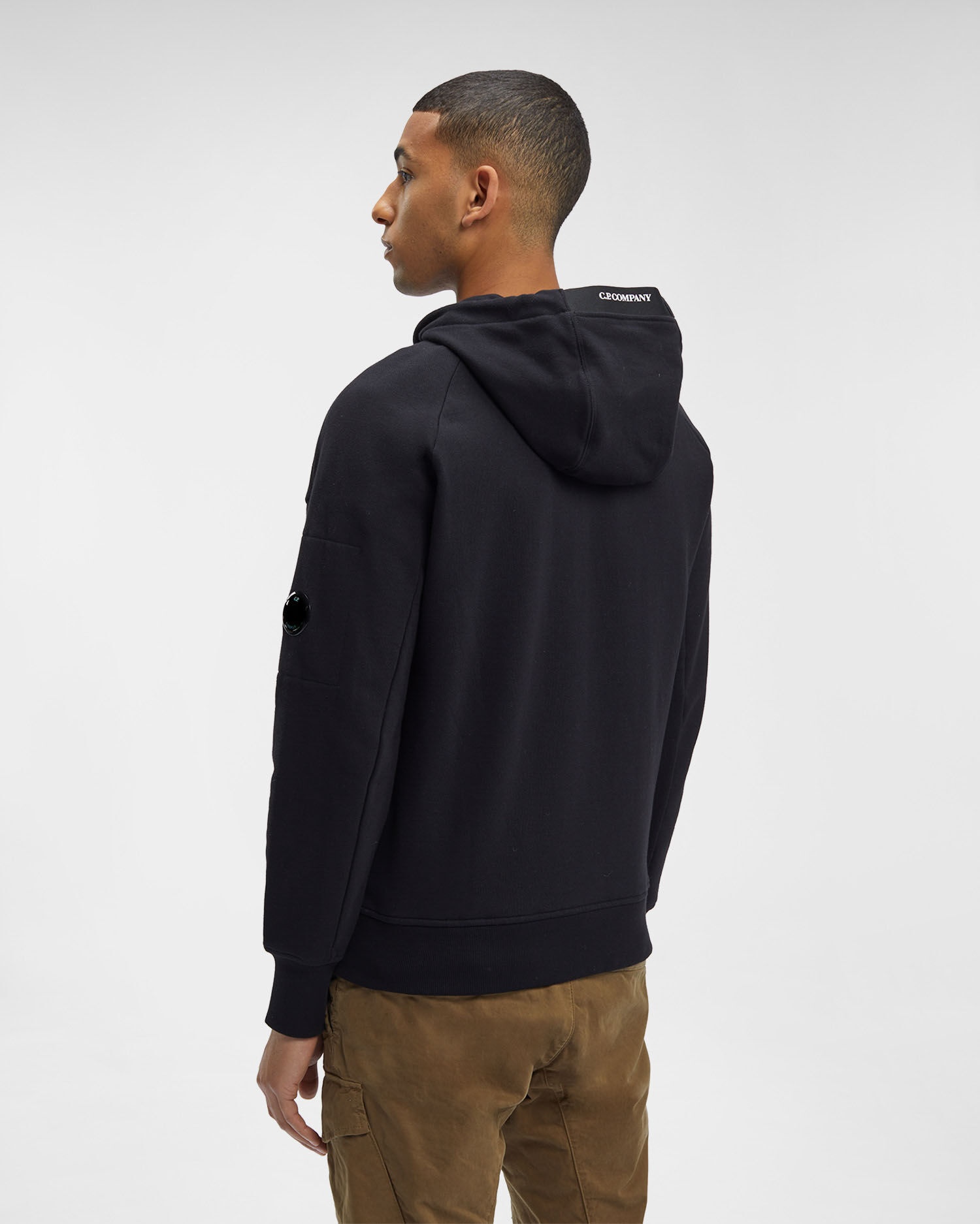 Diagonal Raised Fleece Zipped Lens Hoodie - 3