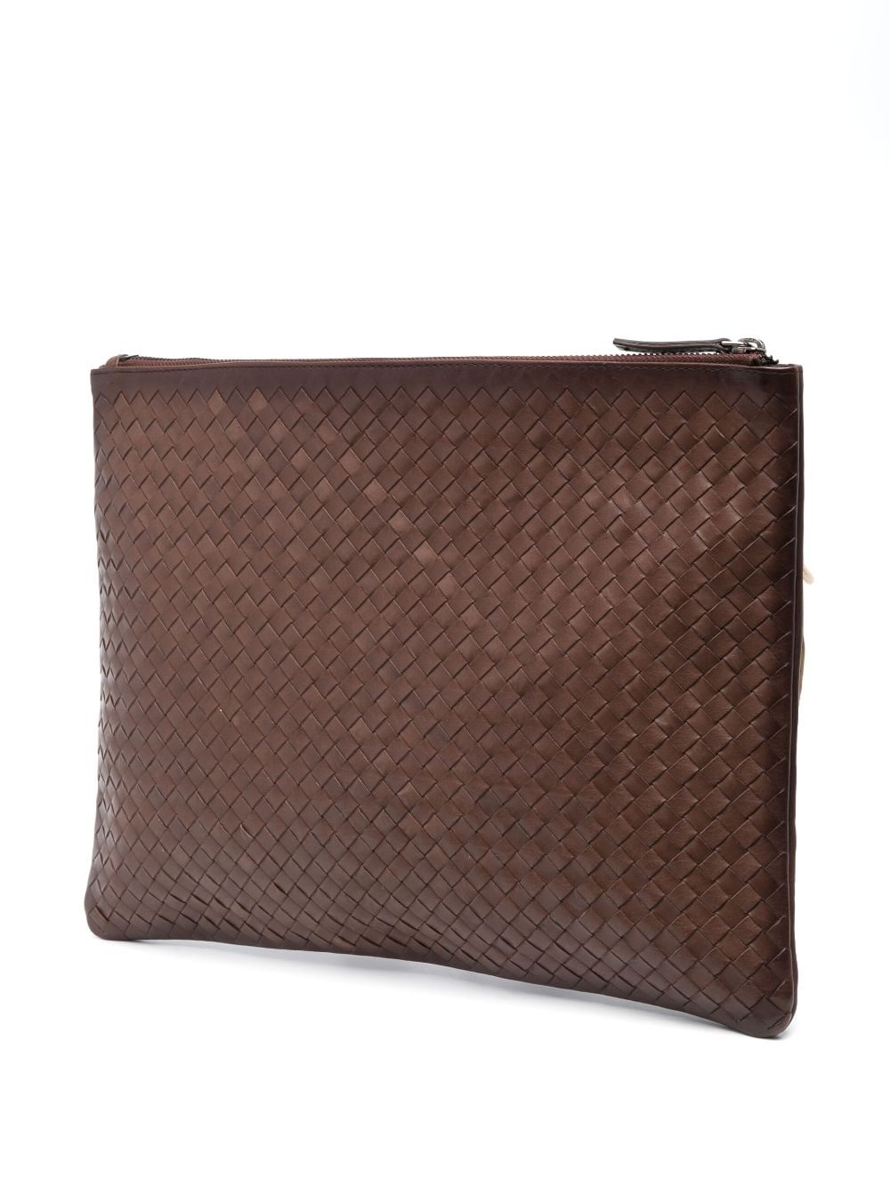 woven leather clutch bag - 3
