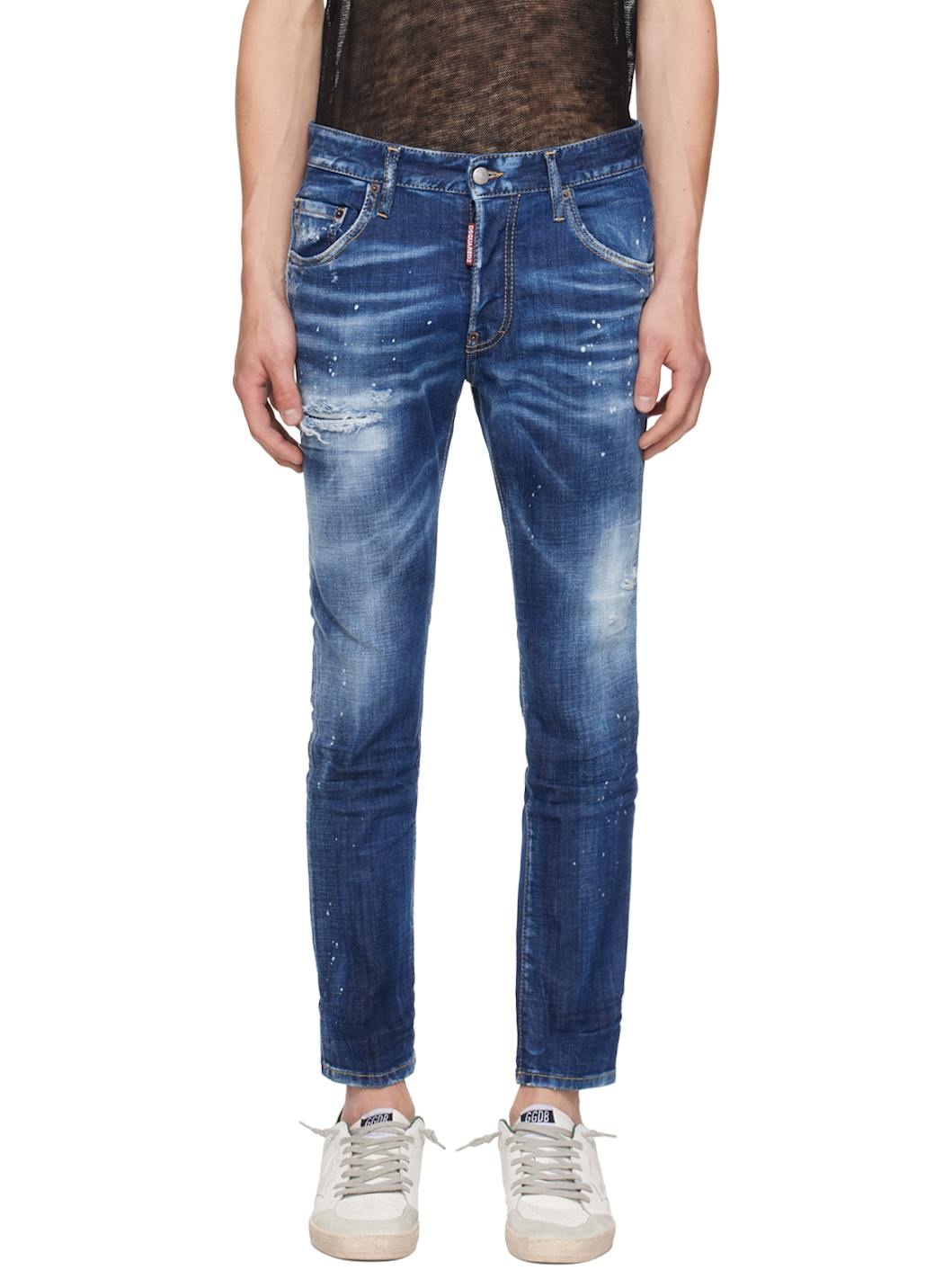 Blue Dark Easy Wash Skater Jeans - 1