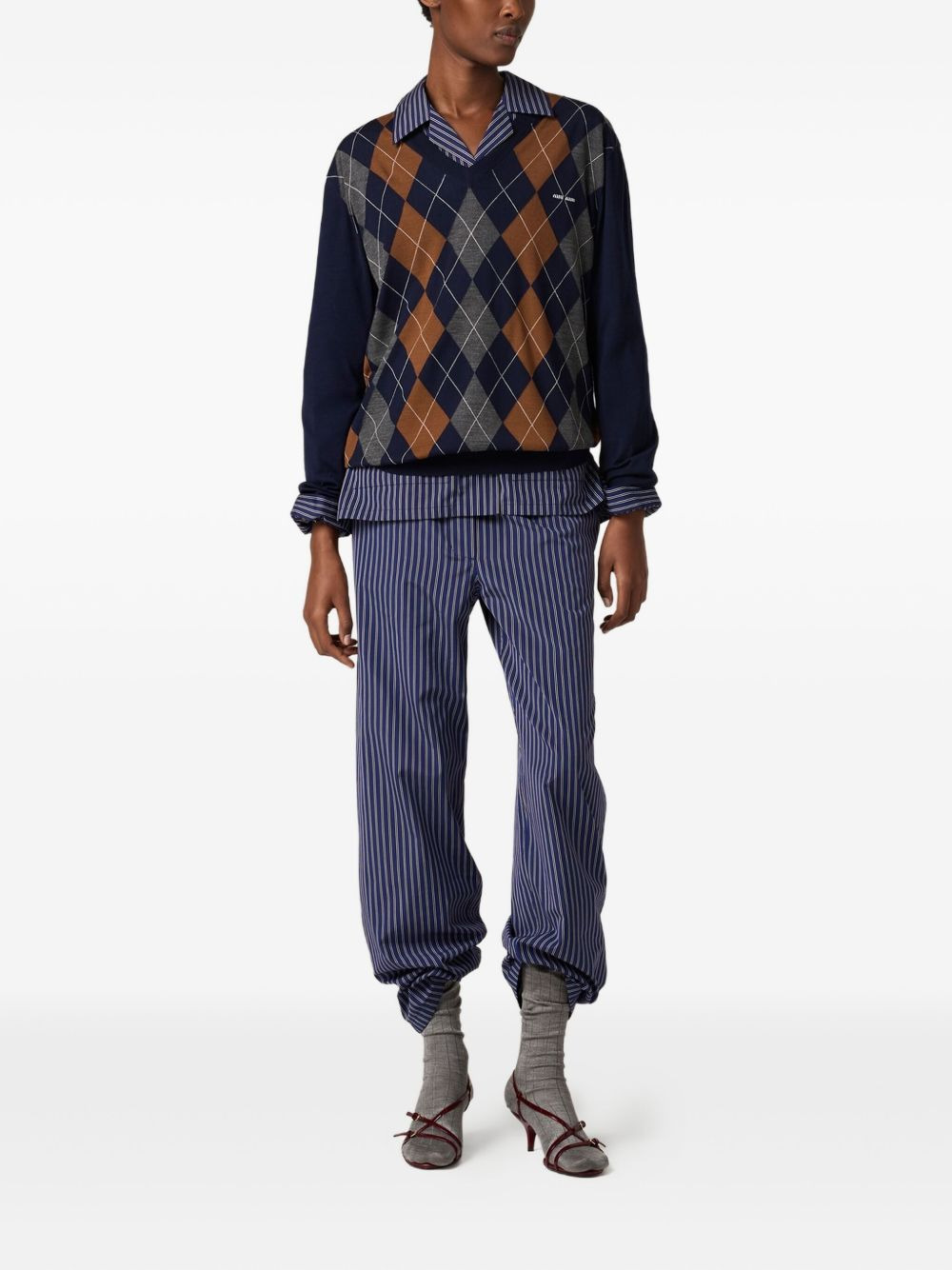 argyle V-neck wool sweater - 2