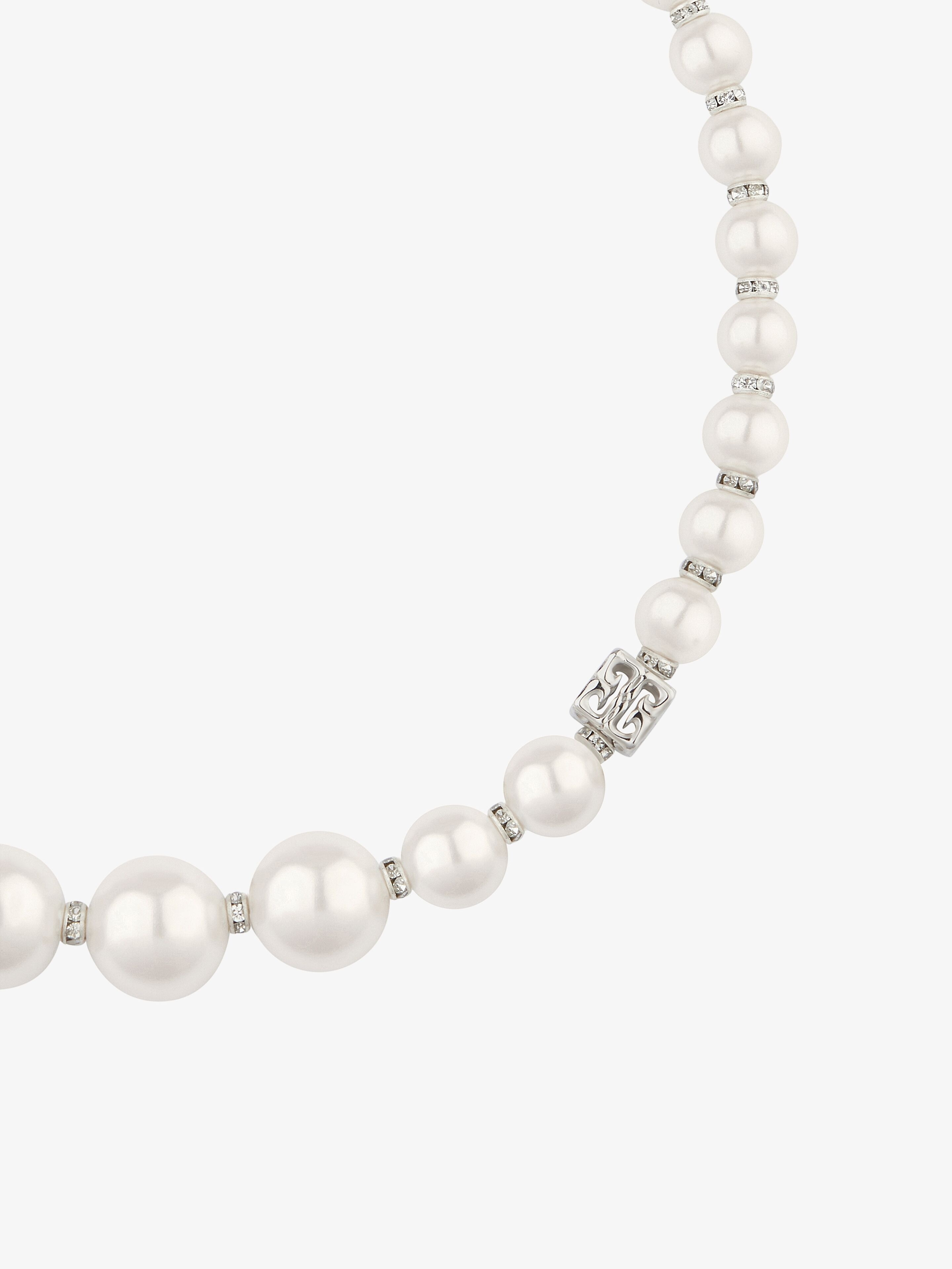 PEARL NECKLACE IN METAL WITH CRYSTALS - 2