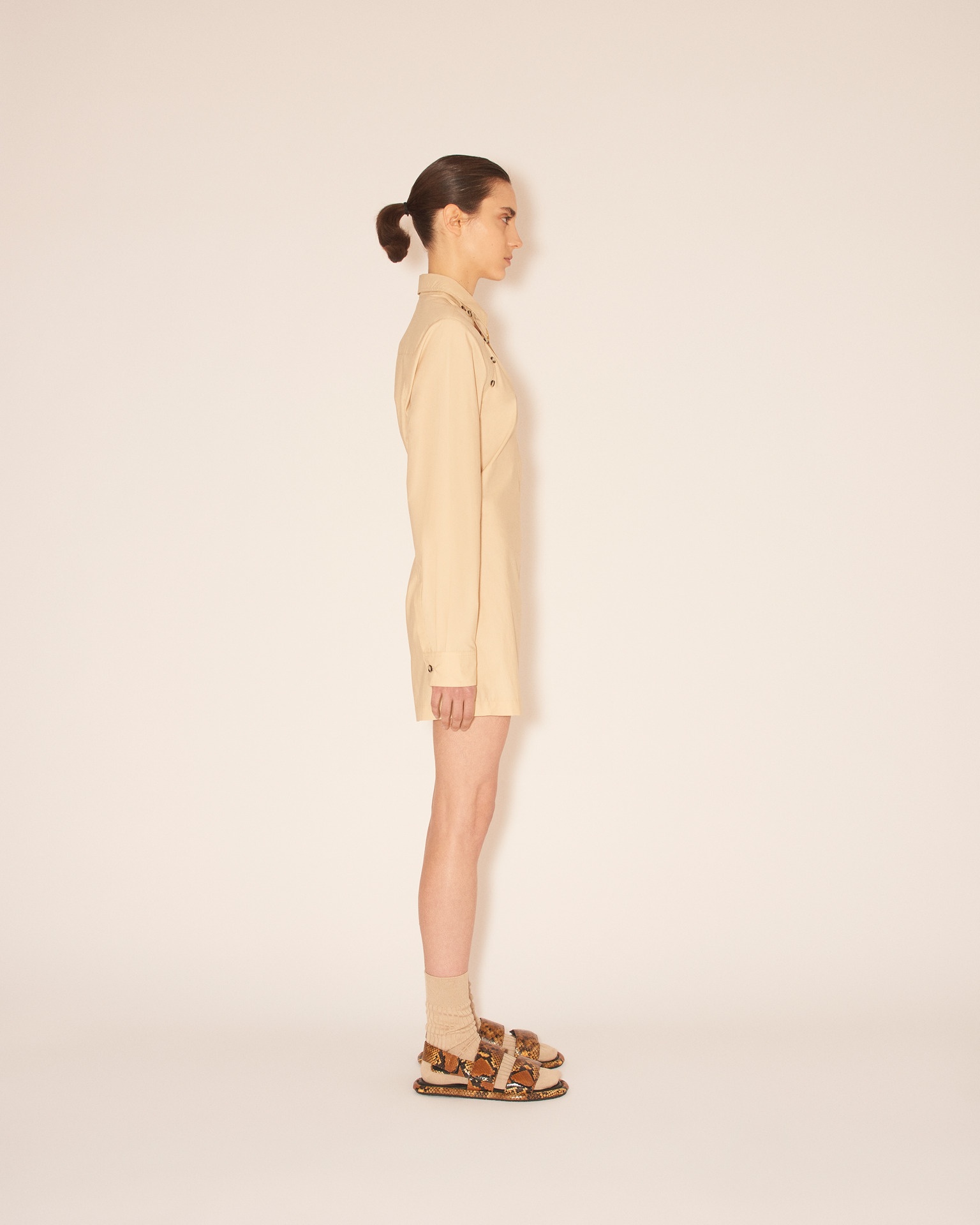 ALEXE - Long sleeve deconstructed wrap mini dress - Beige - 3