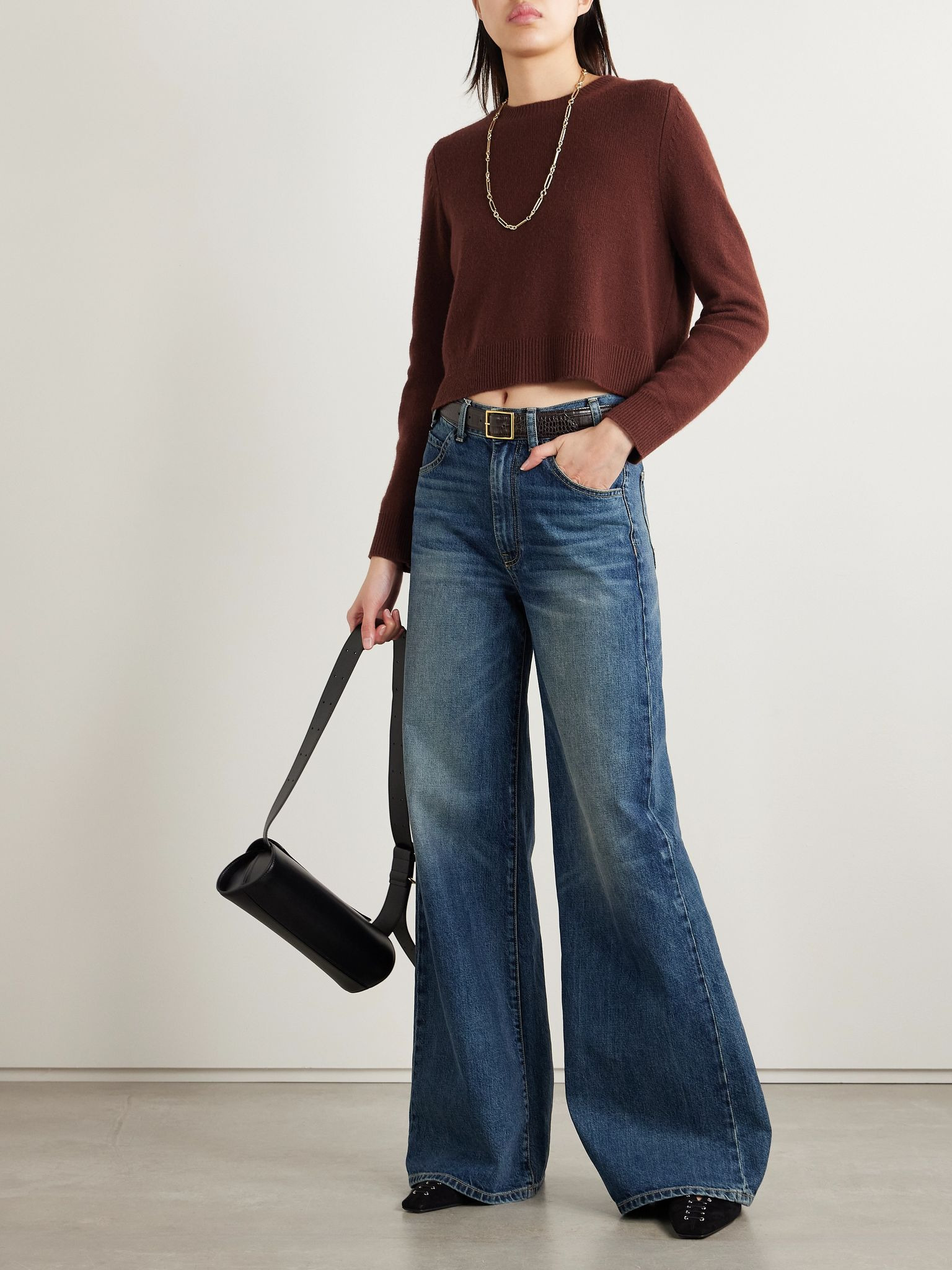 Venus cropped cashmere sweater Brick - 2