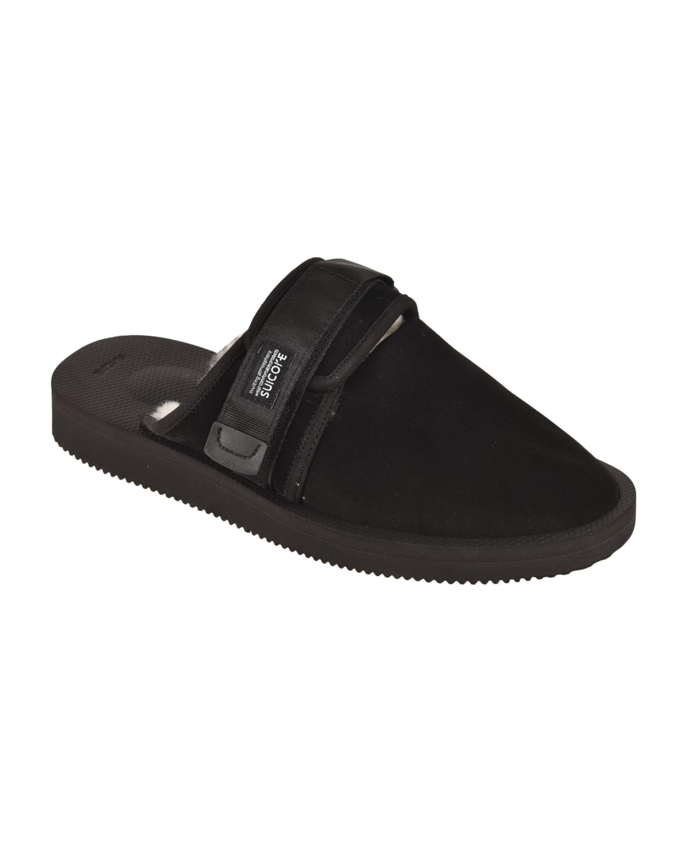 Fur Applique Side Strap Sandals - 2