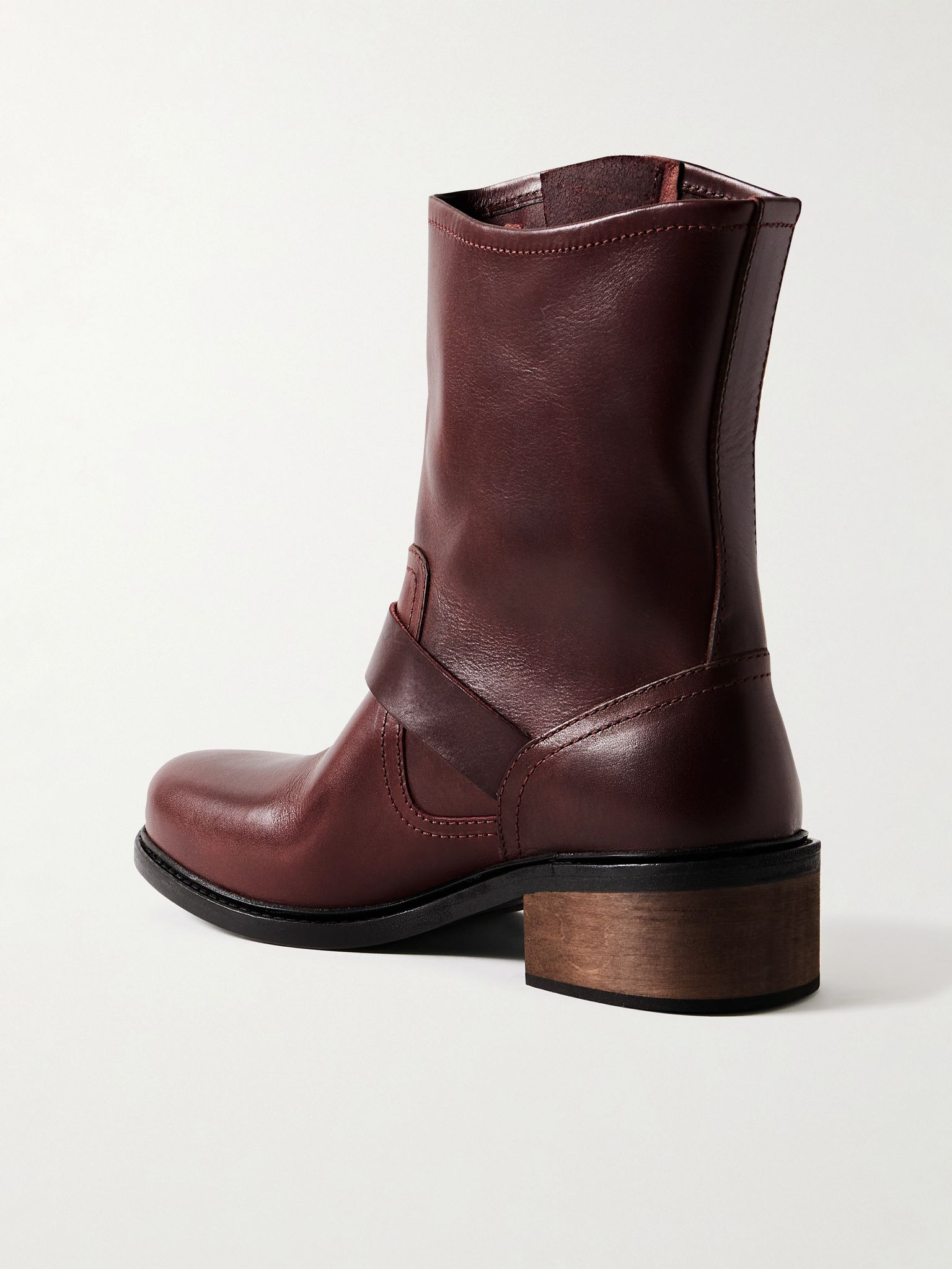 Engineer Buckled Leather Boots Red - 4