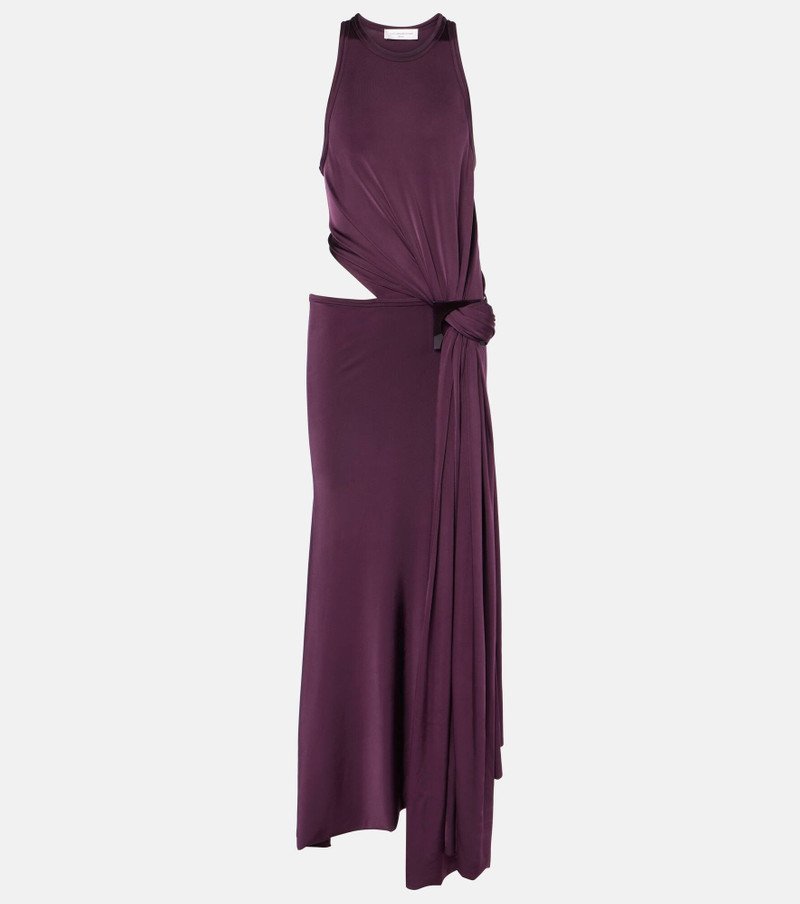 Cutout draped jersey midi dress - 1