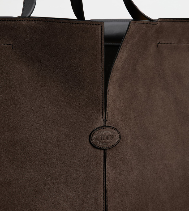 TOD'S DI BAG FOLIO IN LEATHER MAXI - BROWN, BLACK 6