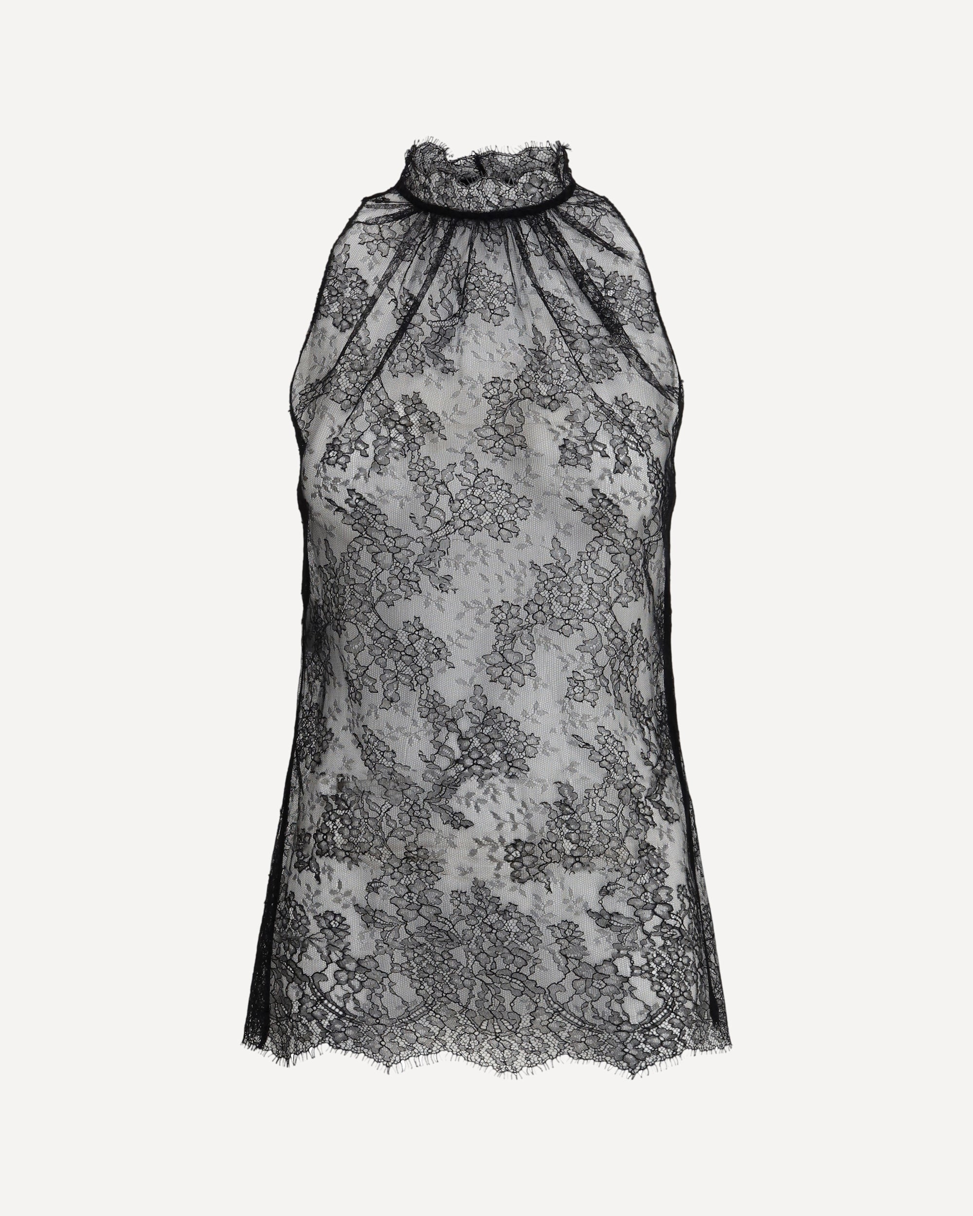 Sleeveless black Lace Top - 1