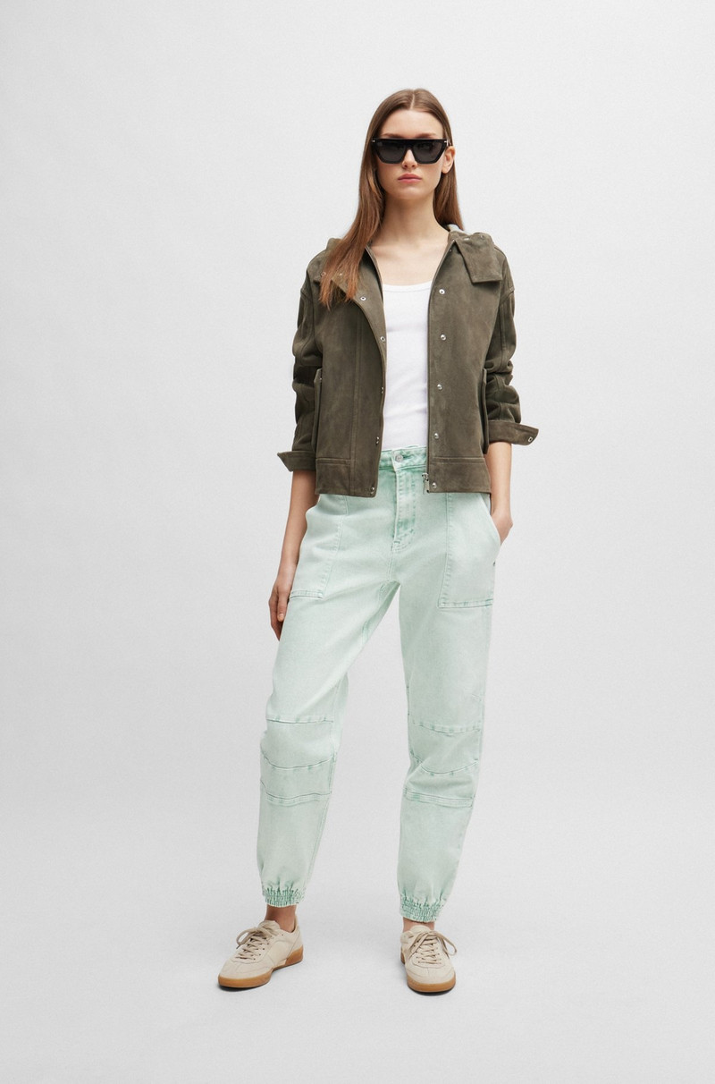 BOSS REGULAR-FIT HOODED JACKET IN SOFT SUEDE outlook