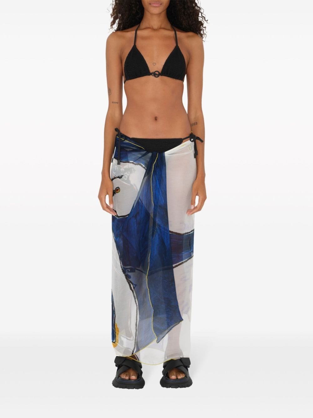 Swan-print silk scarf - 8