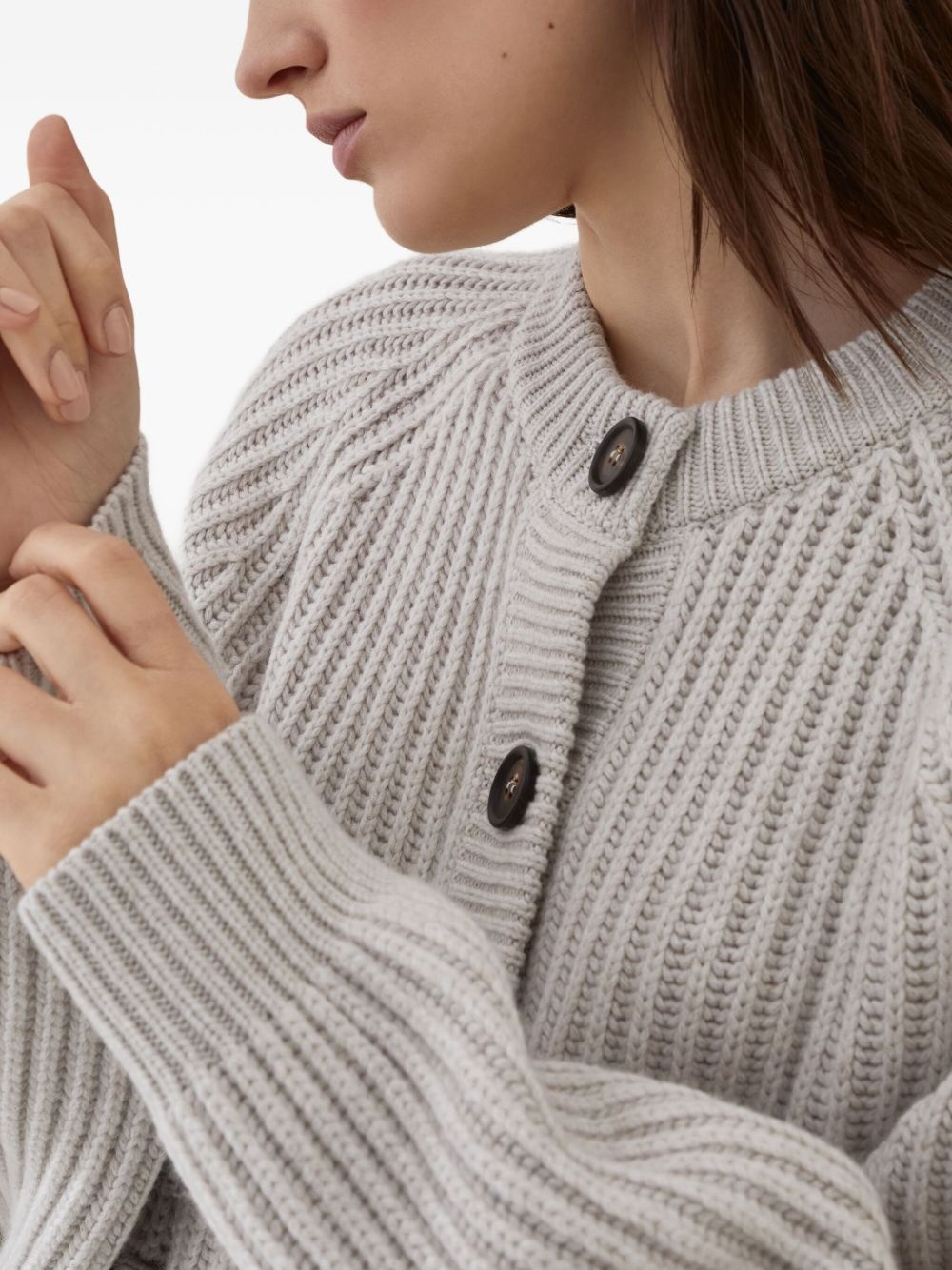 ribbed button-up cardigan - 6