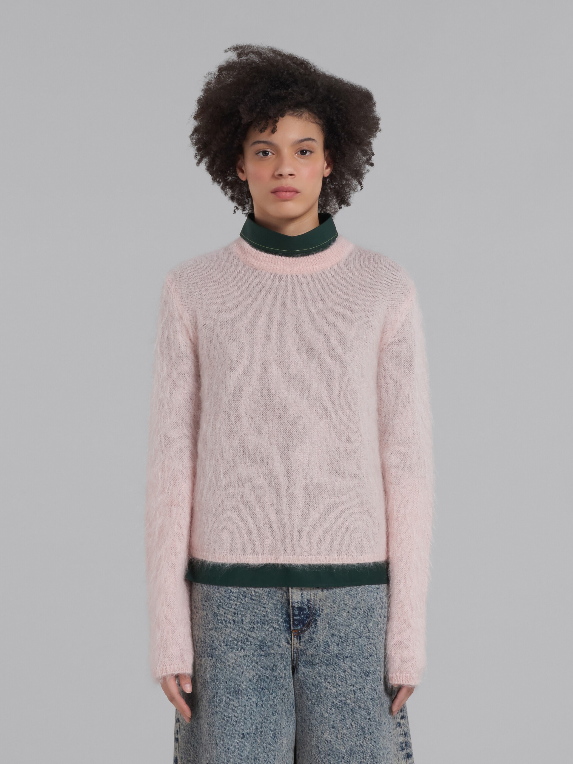 PINK MOHAIR AND WOOL JUMPER - 2