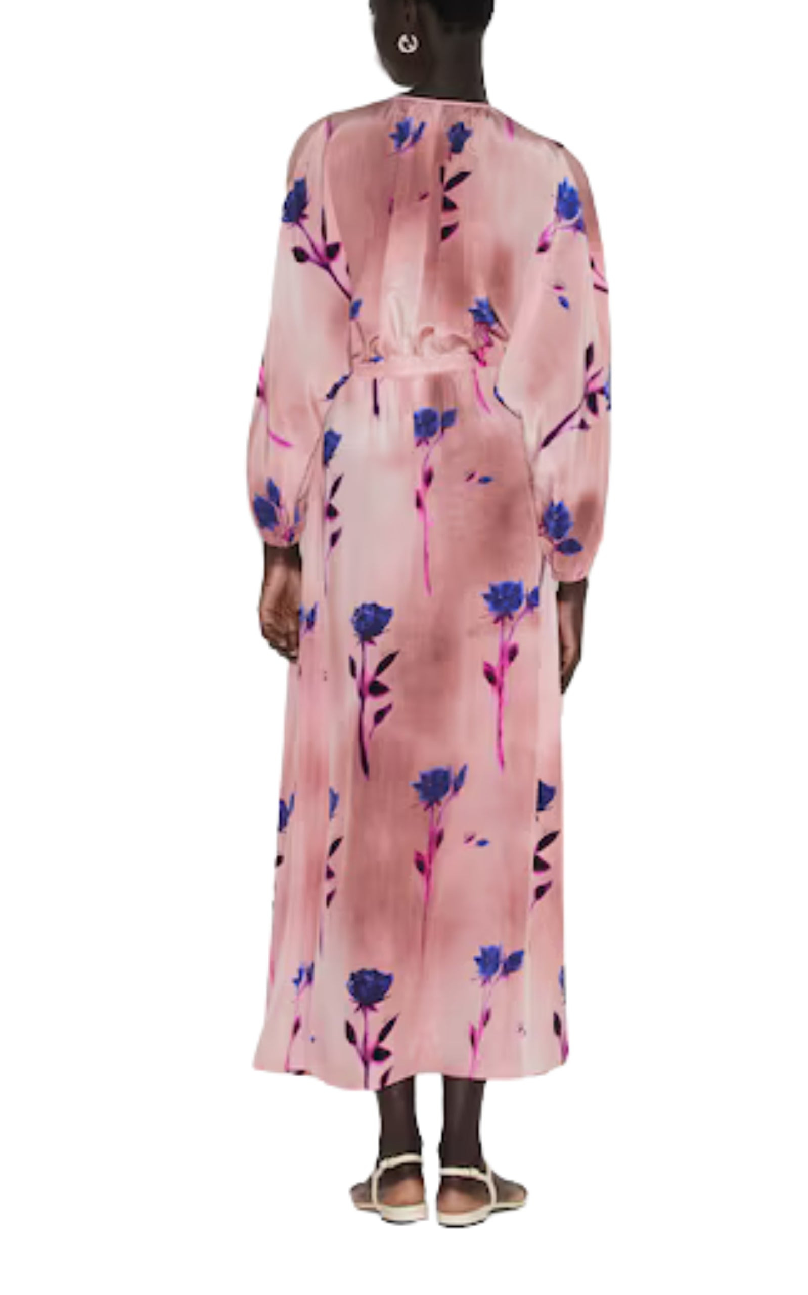 Gucci Pink Dress - SILK CRÊPE DE CHINE FLORAL PRINT DRESS - 4