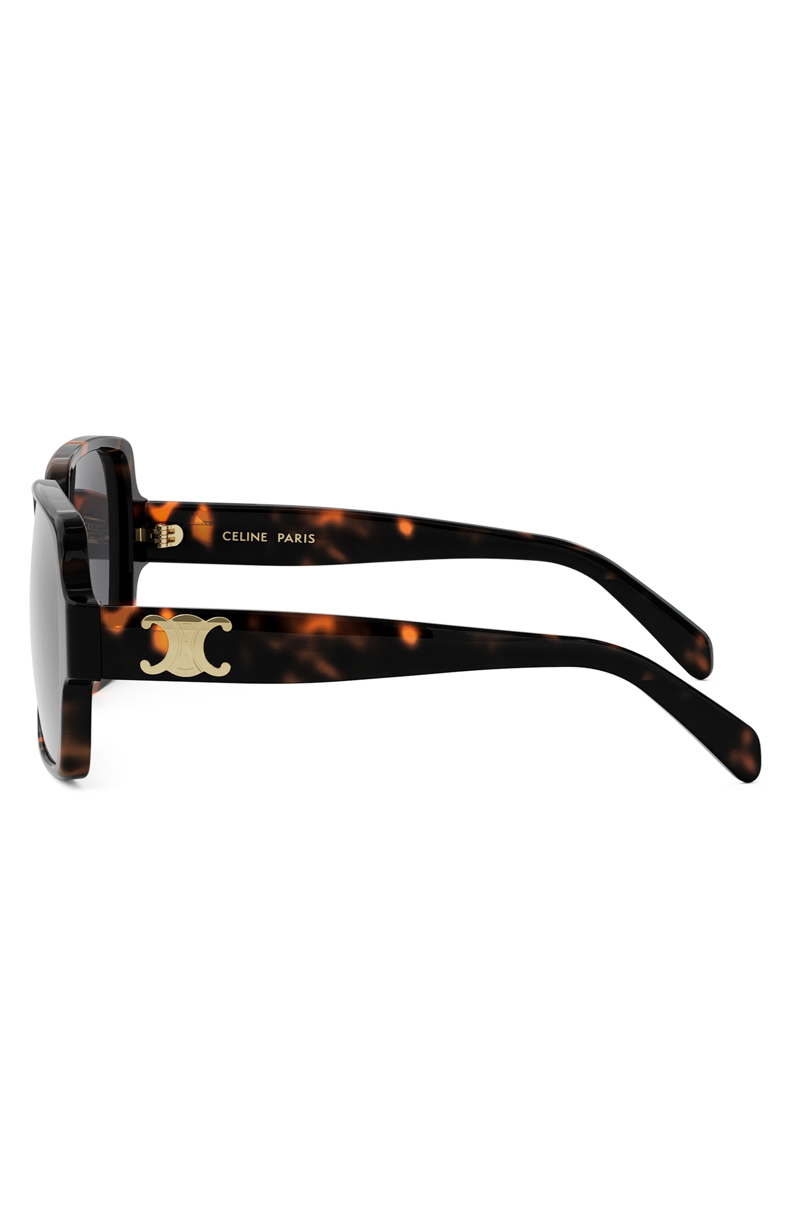CELINE Triomphe 60mm Square Sunglasses in Dark Havana /Smoke at Nordstrom - 7
