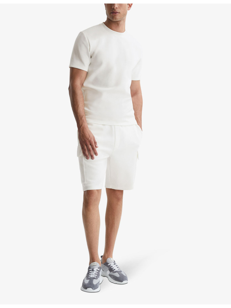 REISS Bradley stitched-trim stretch woven-blend T-shirt outlook