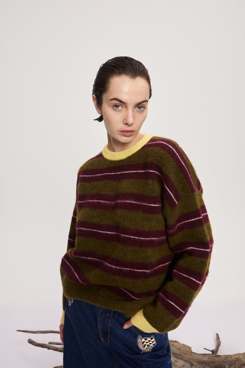 Domenica Olive Stripe Sweater 5