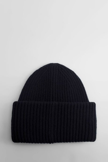 Acne studios black ribbed knit logo beanie - 2