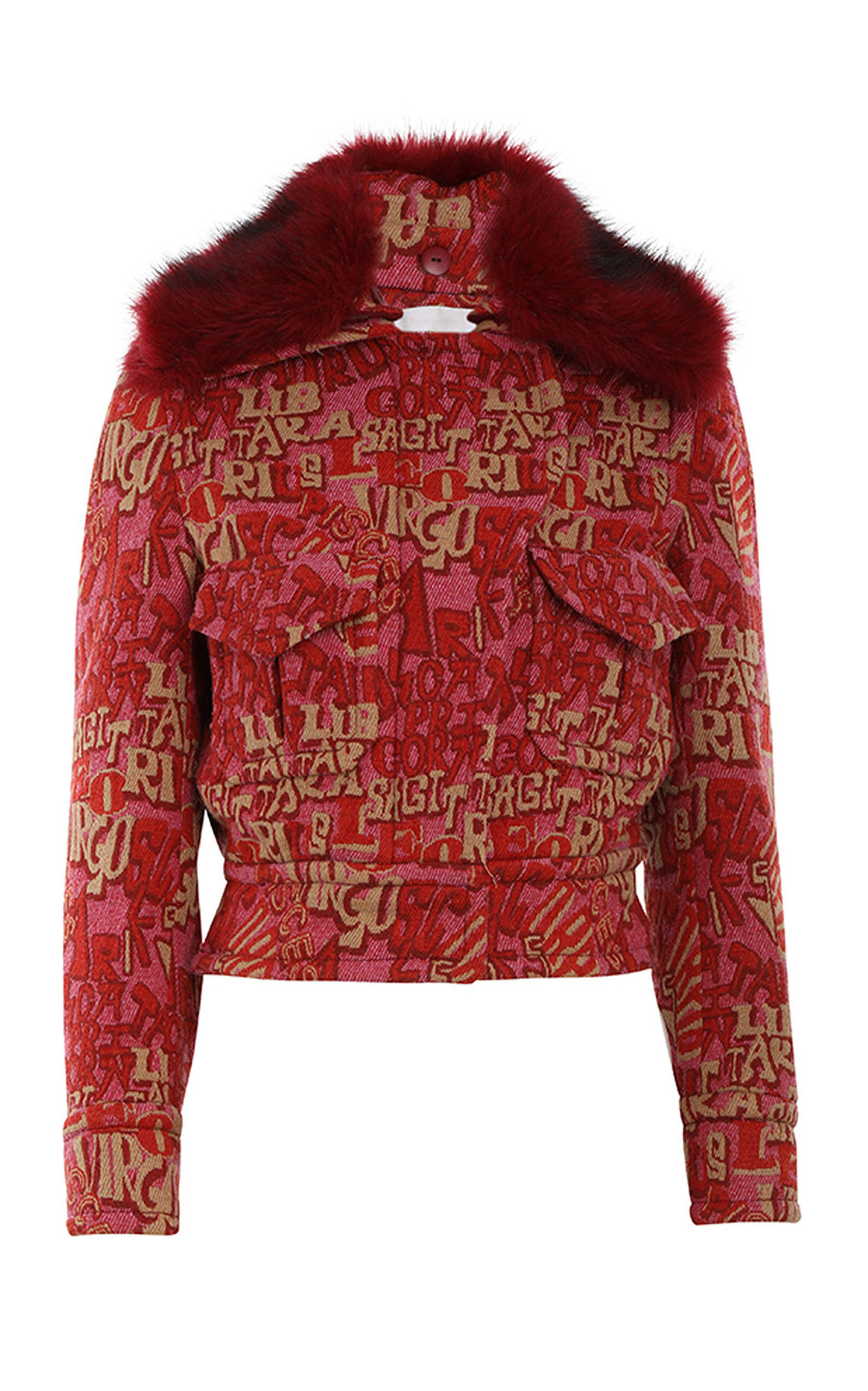 Kaleidoscope Removable Faux-Fur Collar Bomber Jacket print - 1