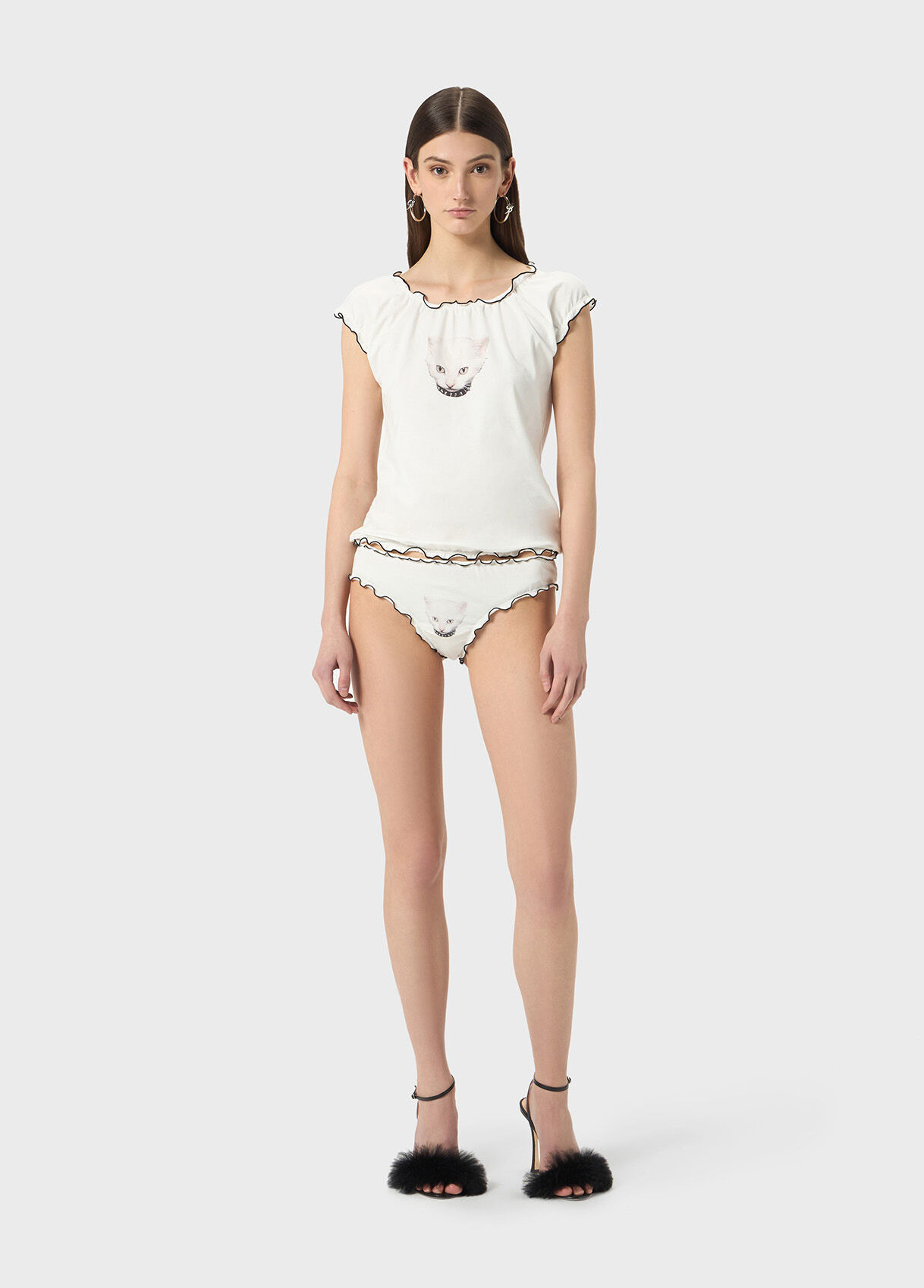 KITTEN PRINT JERSEY BRIEFS WITH RUFFLES - 5
