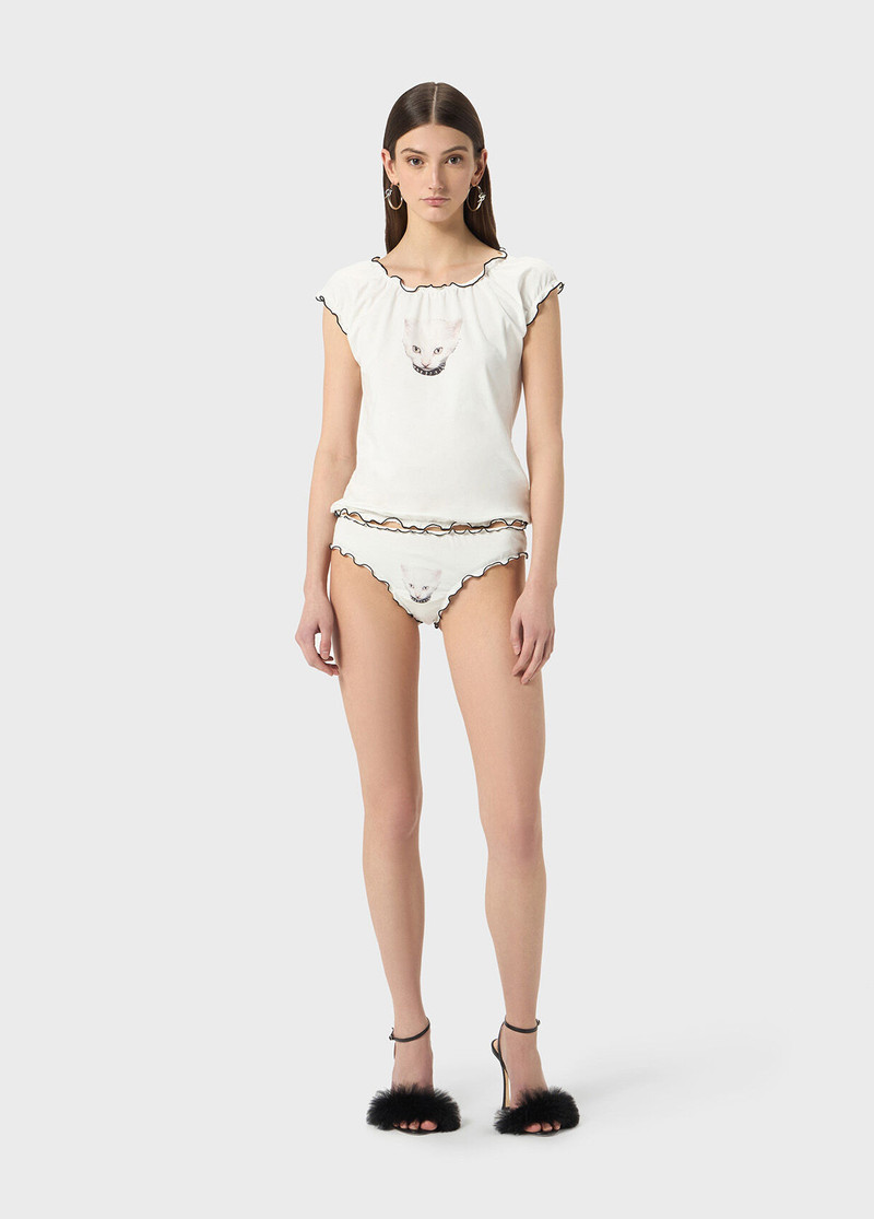 KITTEN PRINT JERSEY BRIEFS WITH RUFFLES 5