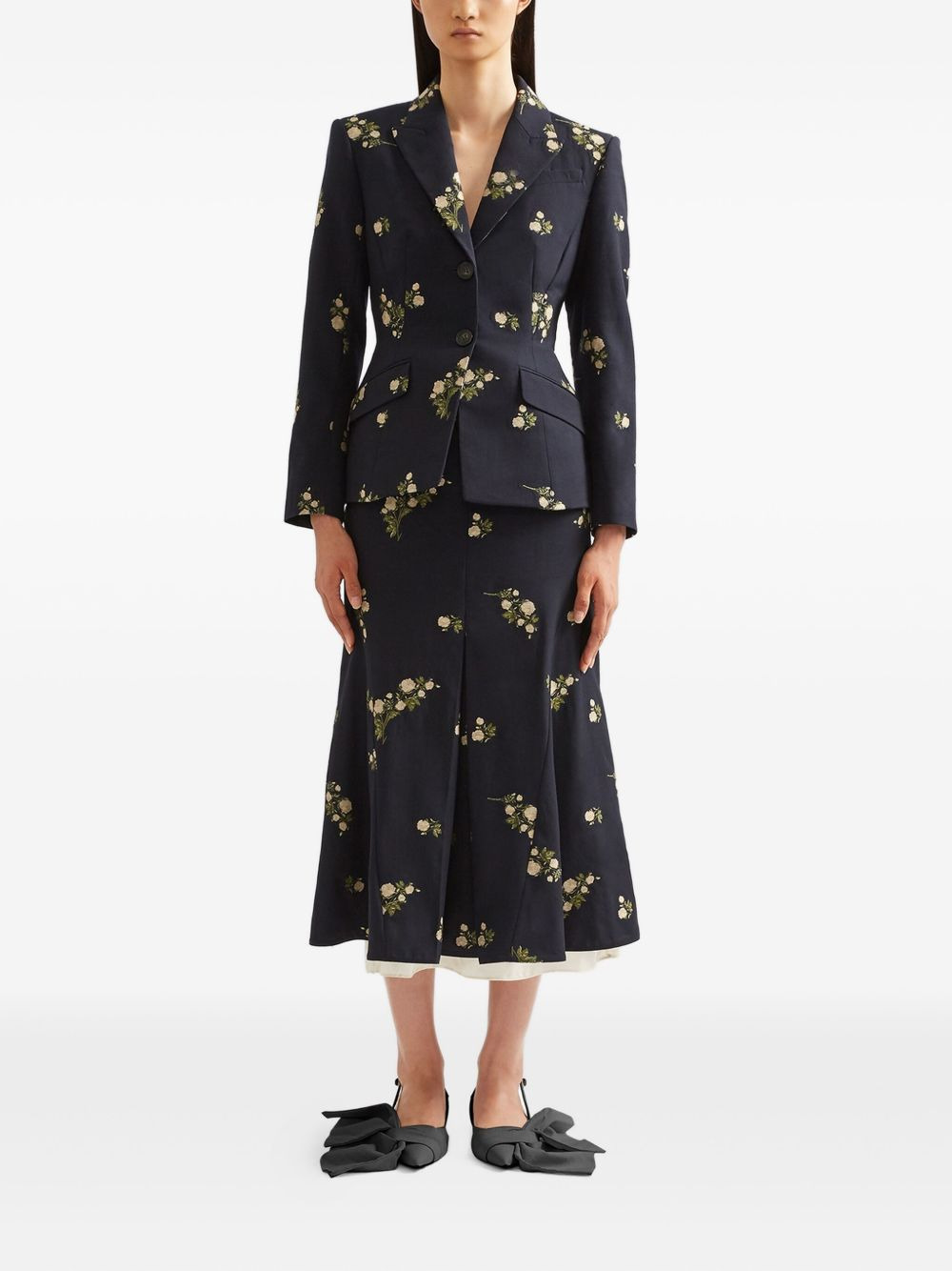 floral single-breasted blazer - 2