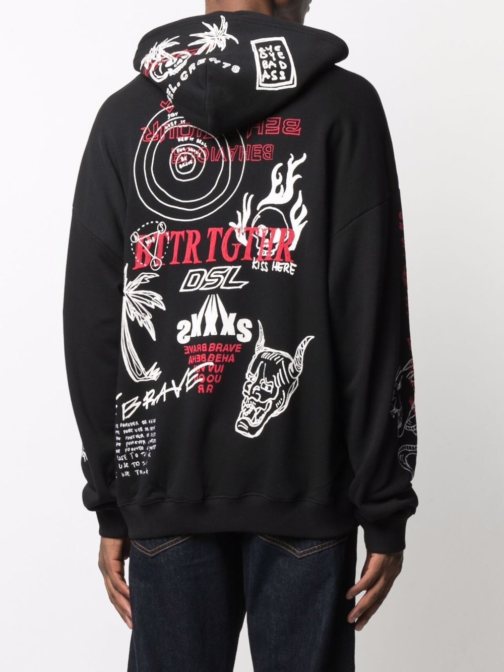 graphic-print cotton hoodie - 4