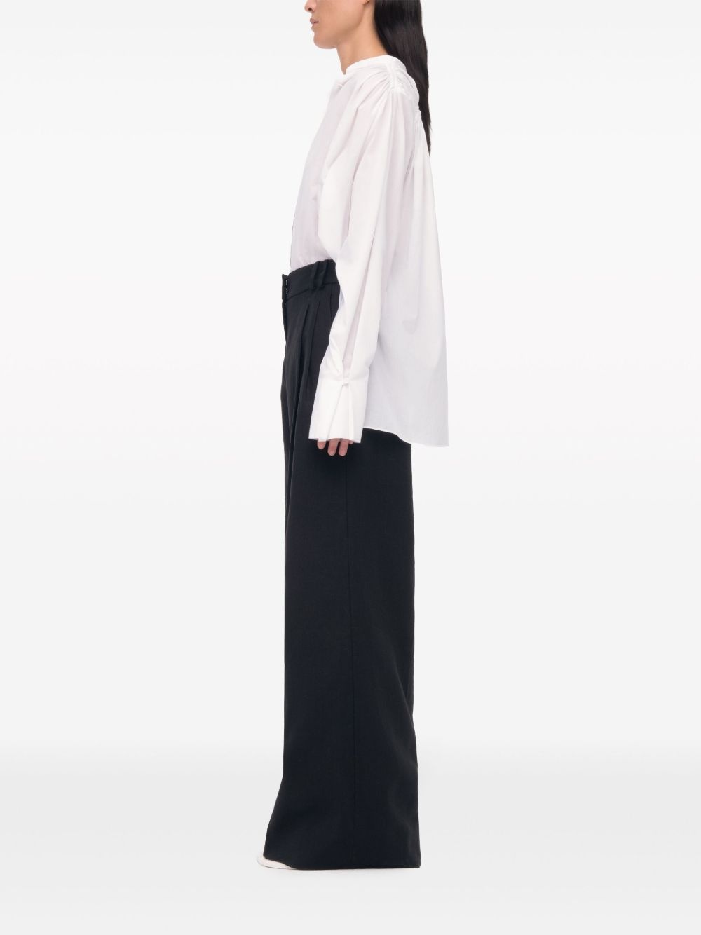 wide-leg pleated linen trousers - 4