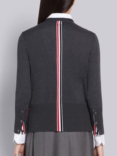 Thom Browne Dark Grey Silk Cotton Blend Relaxed V-Neck Cardigan outlook