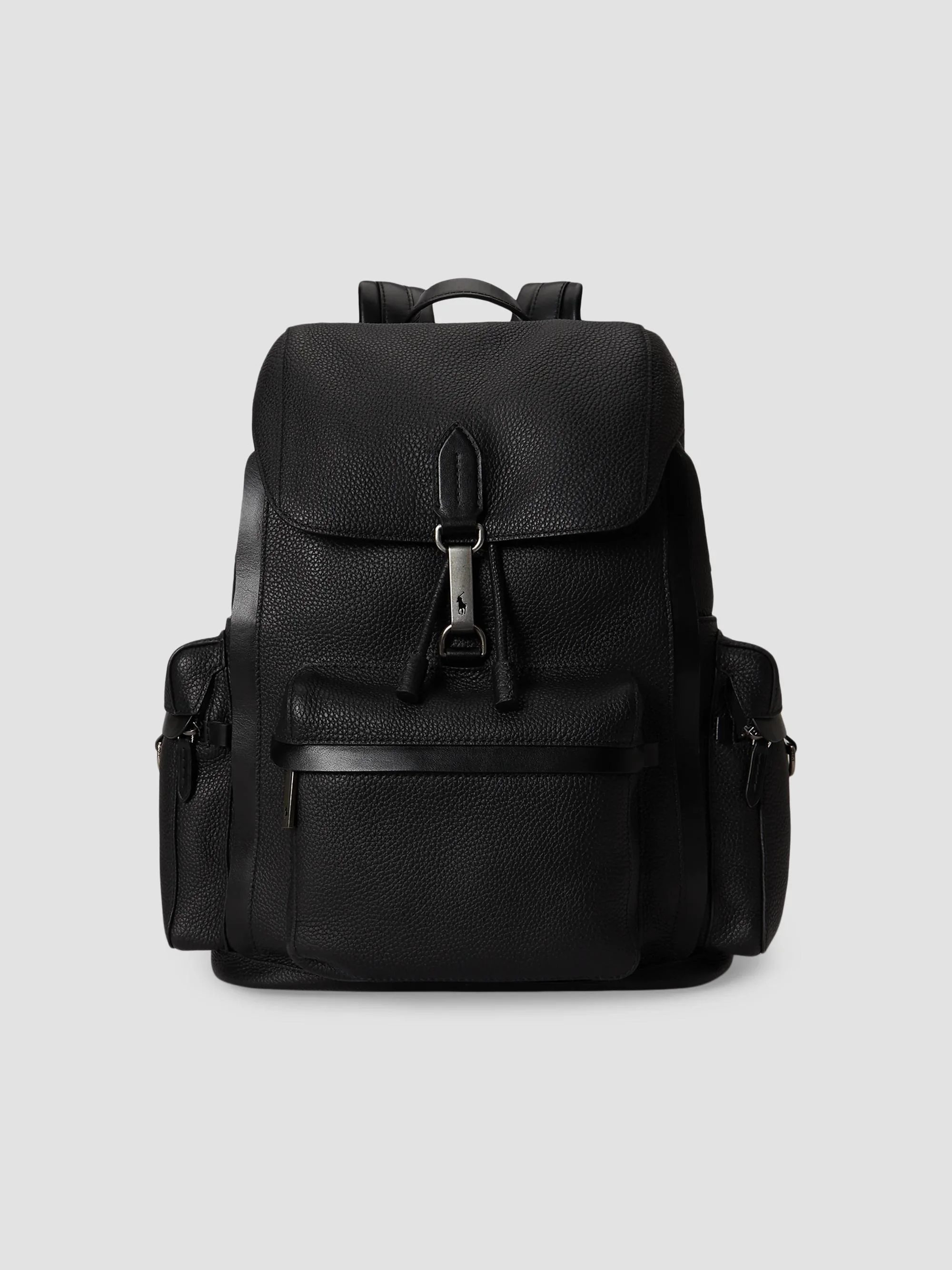 Men's Polo ID Pebbled Leather Backpack - Black - 1