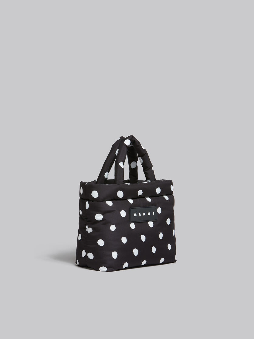 BLACK POLKA-DOT NYLON PUFF MINI TOTE BAG - 6