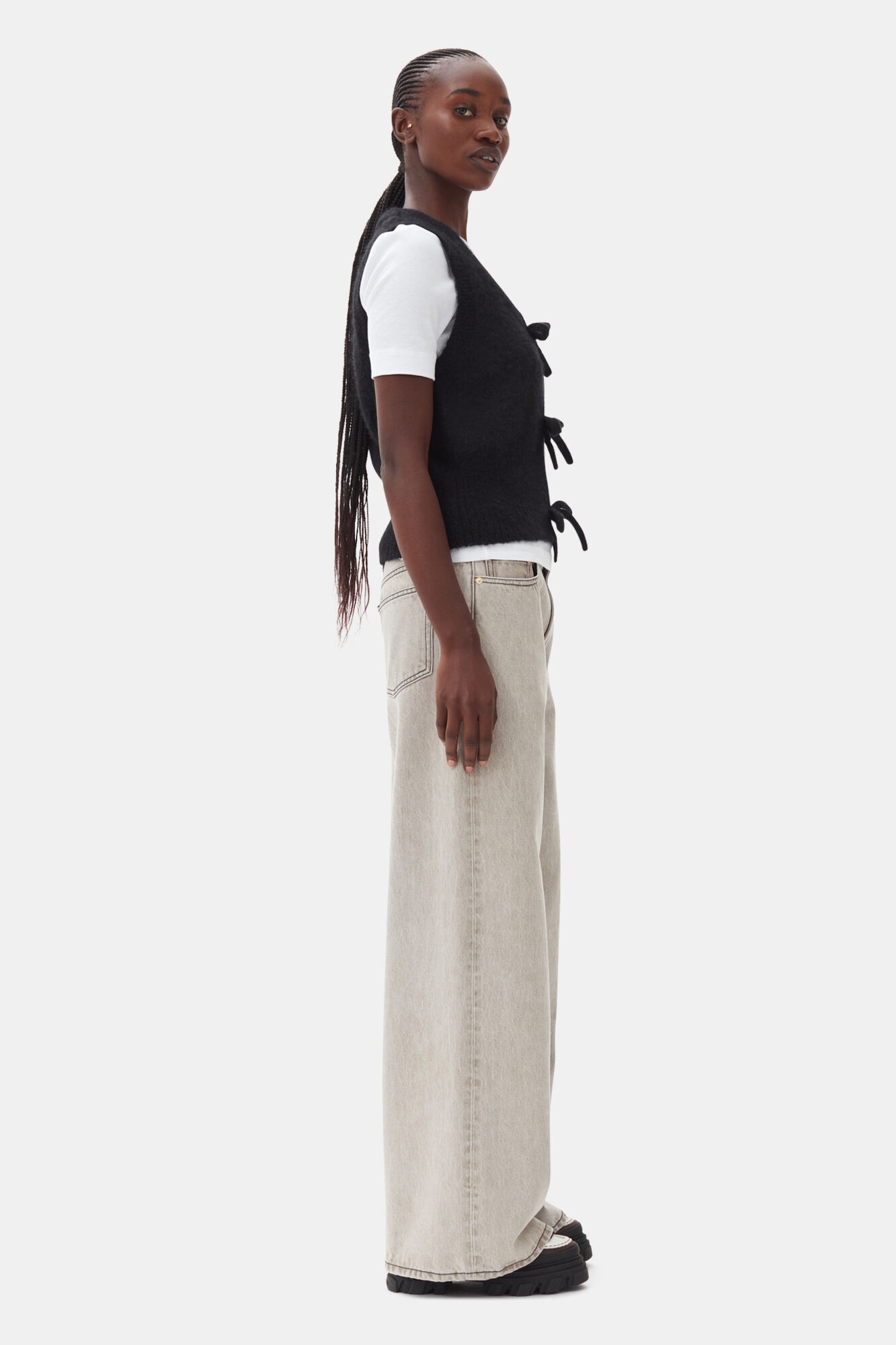 BLACK TIE STRING VEST - 5