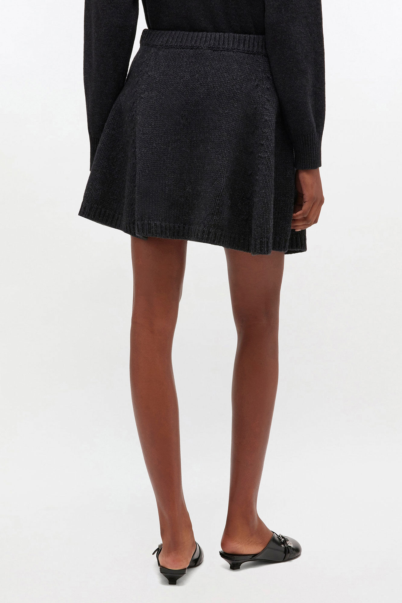 DARK GREY WOOL MINI SKIRT - 4