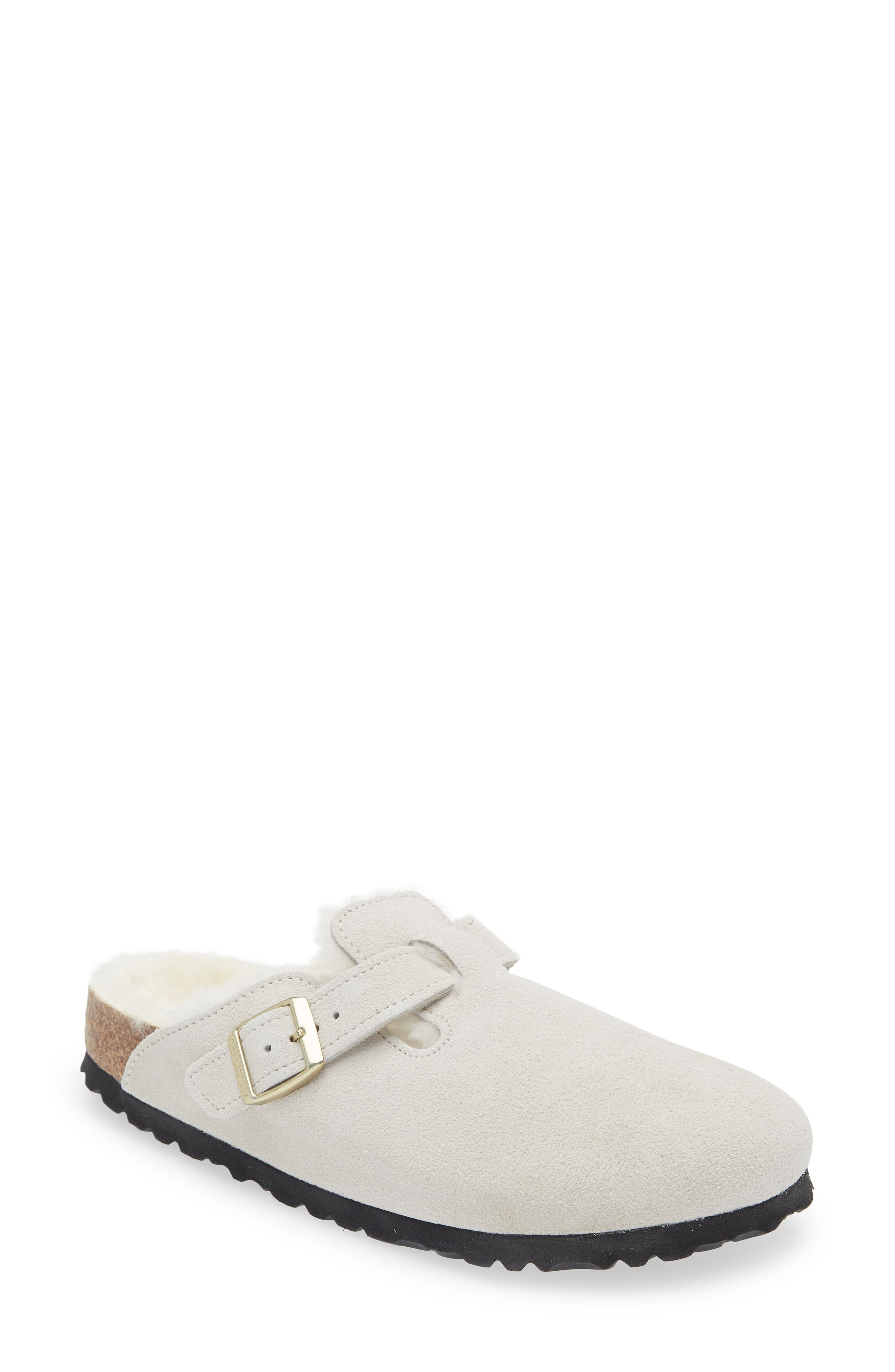 Birkenstock Boston Genuine Shearling Lined Clog in Antique White/Antique White at Nordstrom - 1