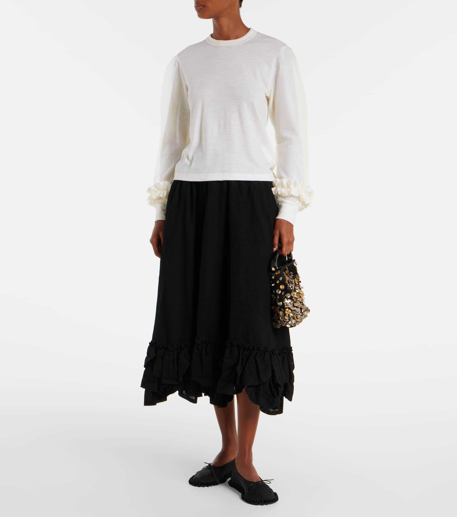 Tulle-trimmed wool sweater - 2