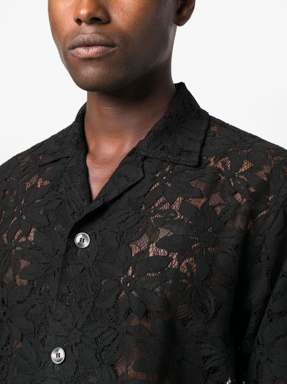 floral-lace button-up shirt - 5