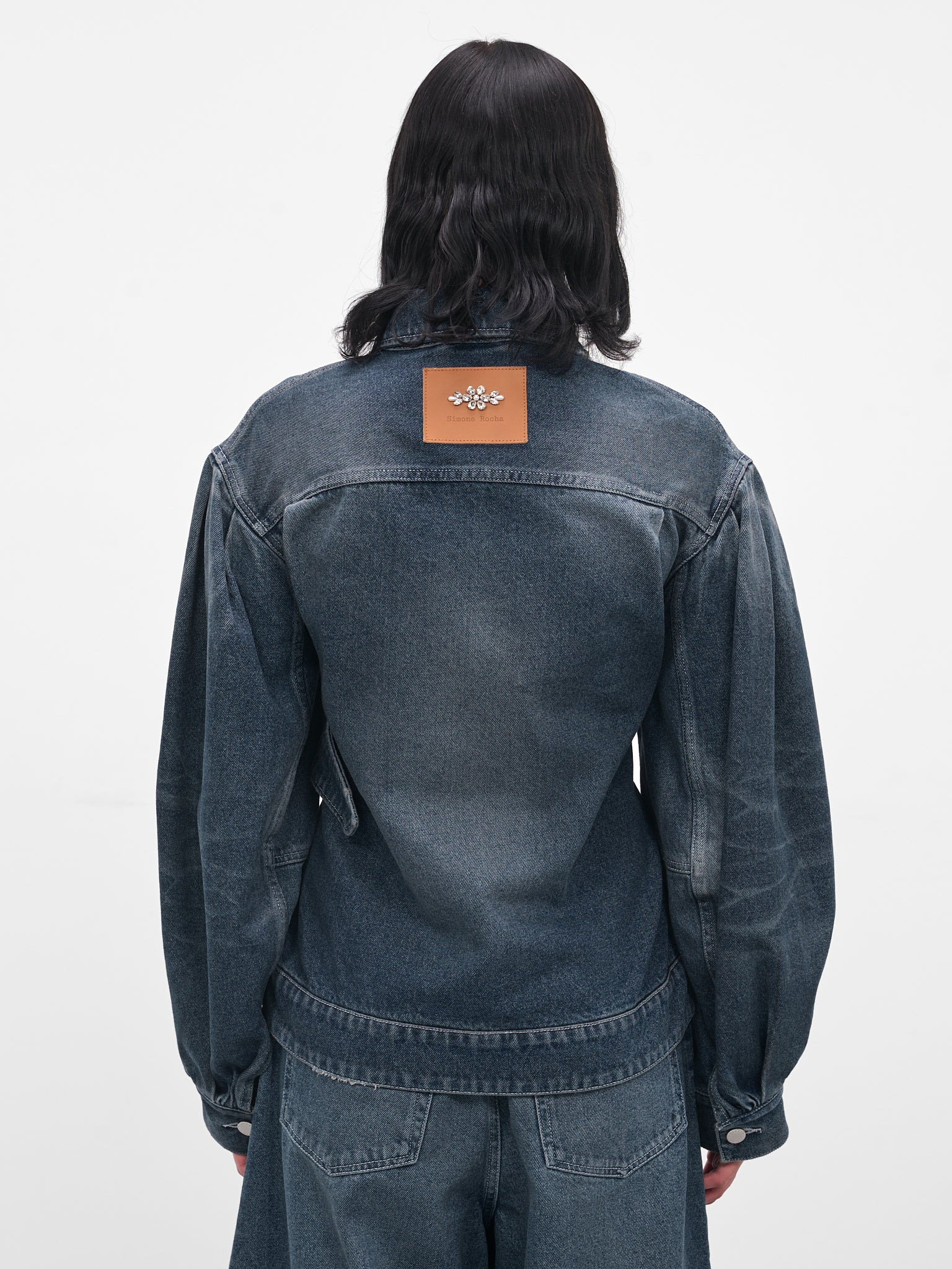 Blue Denim Peplum Biker Jacket - 3