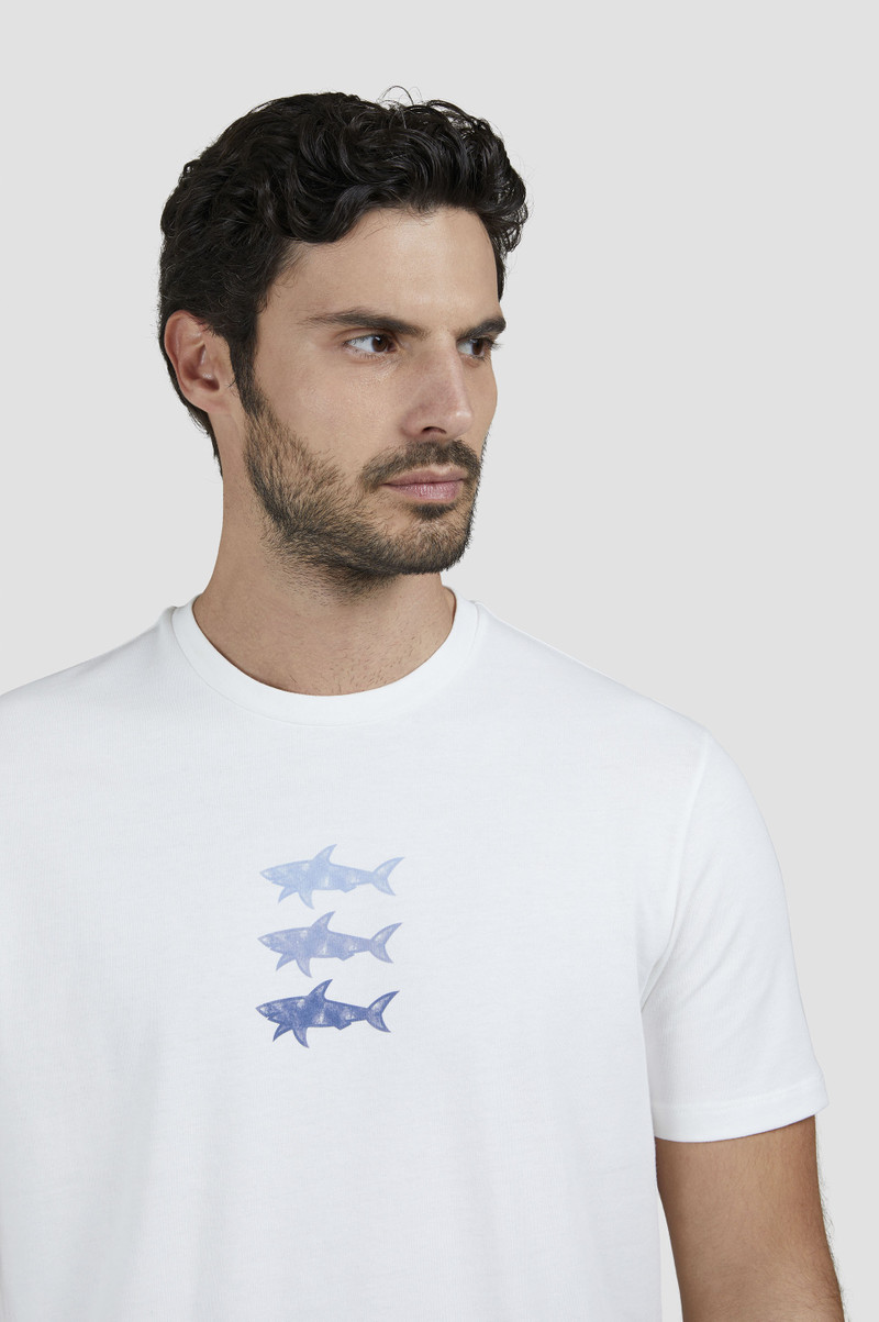 COTTON JERSEY T-SHIRT WITH SHARKS PRINT 4