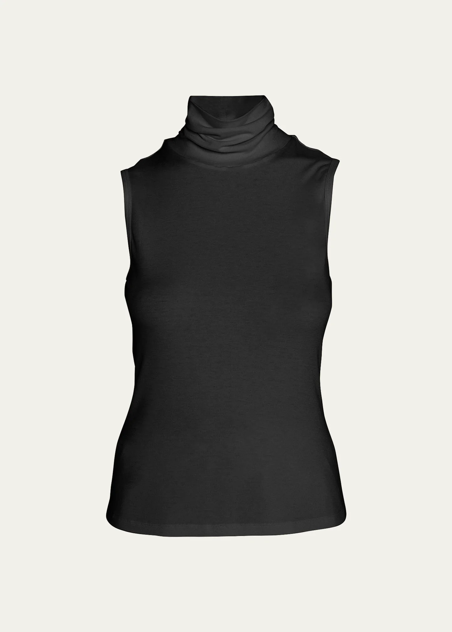 Sleeveless Turtleneck Ribbed Sweater - 1