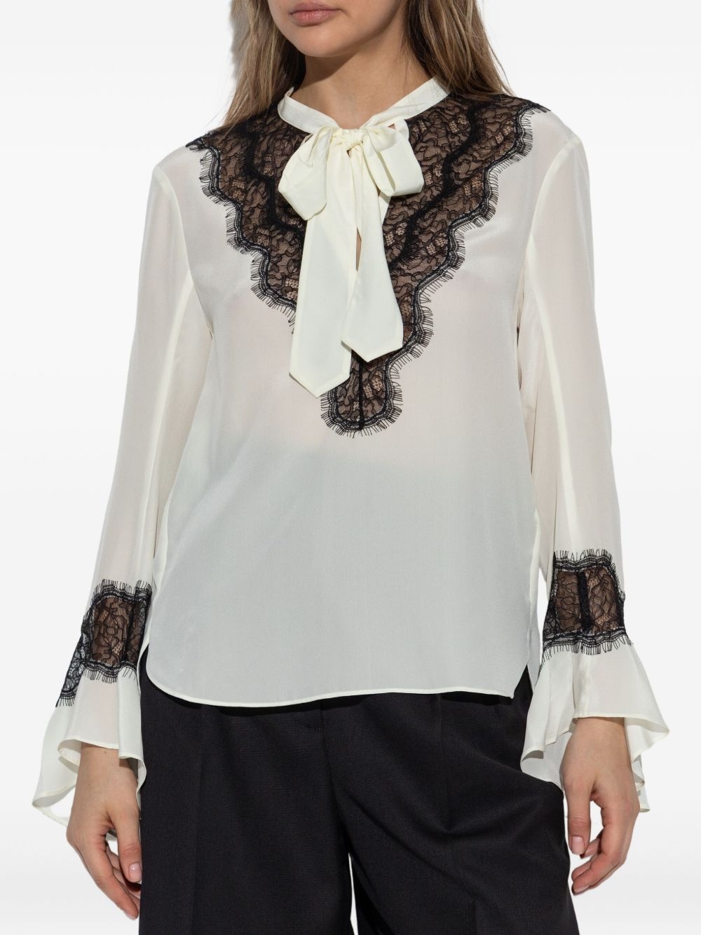 lace-trimmed blouse - 3