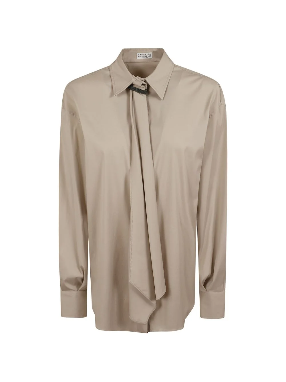 Monili-detail tie-fastening shirt - 1