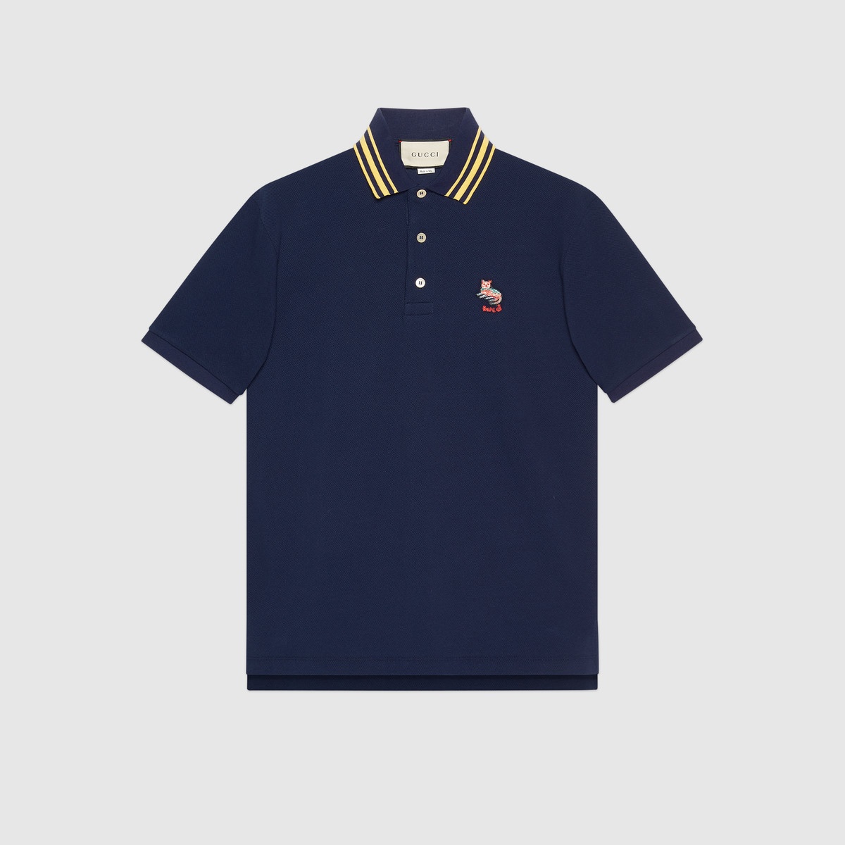 Cotton piquet polo with cat patch - 1